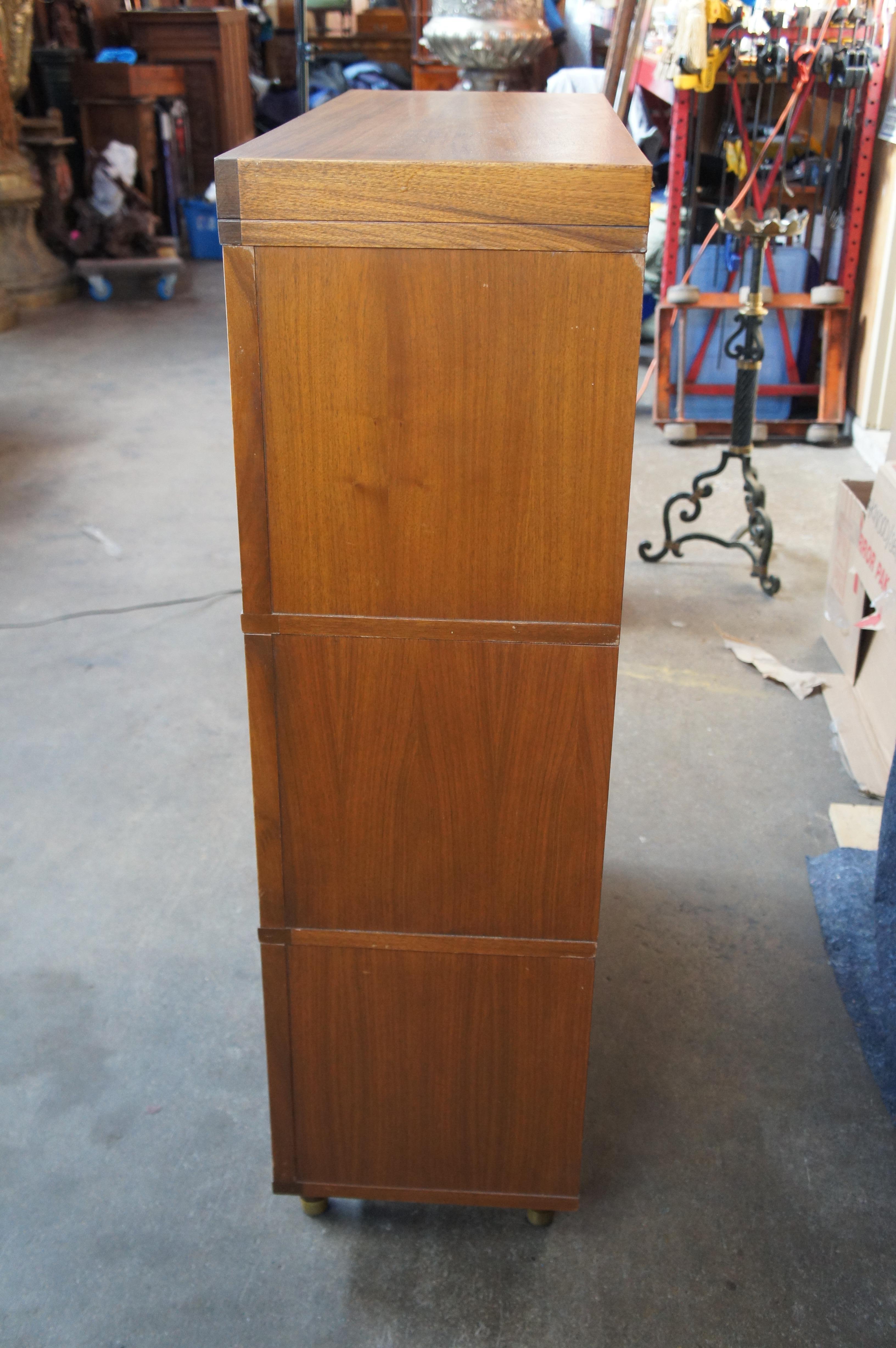Nucraft Mid Century Modern Walnut Barrister Stacked Bookcase Display Cabinet MCM 3