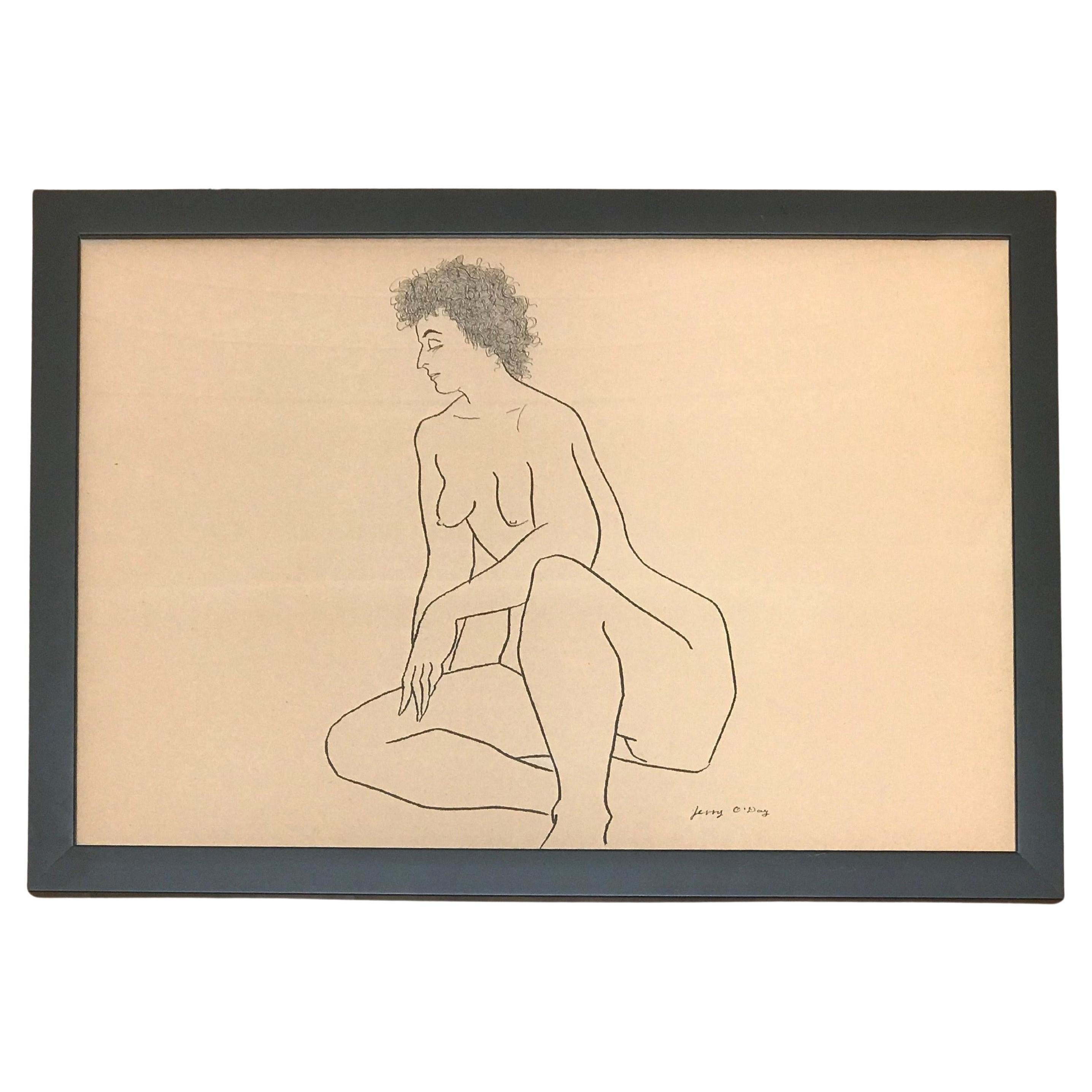 Nude #6 Drawing by Jerry O'Day For Sale