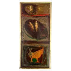 Retro Nude Abstract Figural Painting on Wood