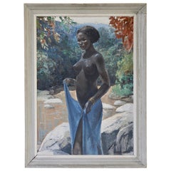 Mid-Century Impressionist Pastel Drawing of a Congolese Woman by Rob Franken