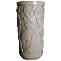 "Nude African Frieze, " Rare Swedish Art Deco Vase