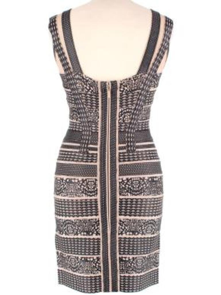 Women's nude and black leather embellished dress For Sale