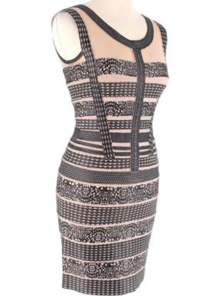 nude and black leather embellished dress For Sale 1