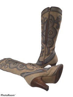 Nude and light blue with beads boots