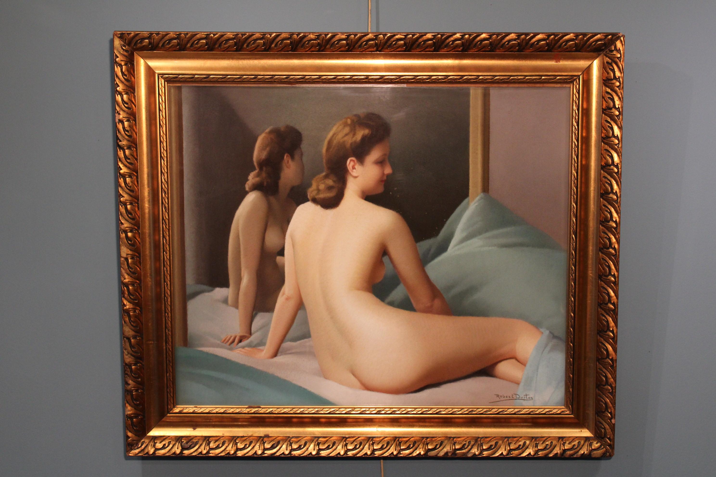 Pastel painting by Robert Duflos (1898-1960).
“Nude and mirror”.