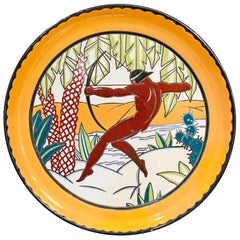 Bol/ Plateau Art Déco saisissant et monumental « Nude Archer in the Tropics », France