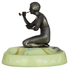 Nude Art Deco Smoking Flapper Slag Glass Ashtray by Houzex