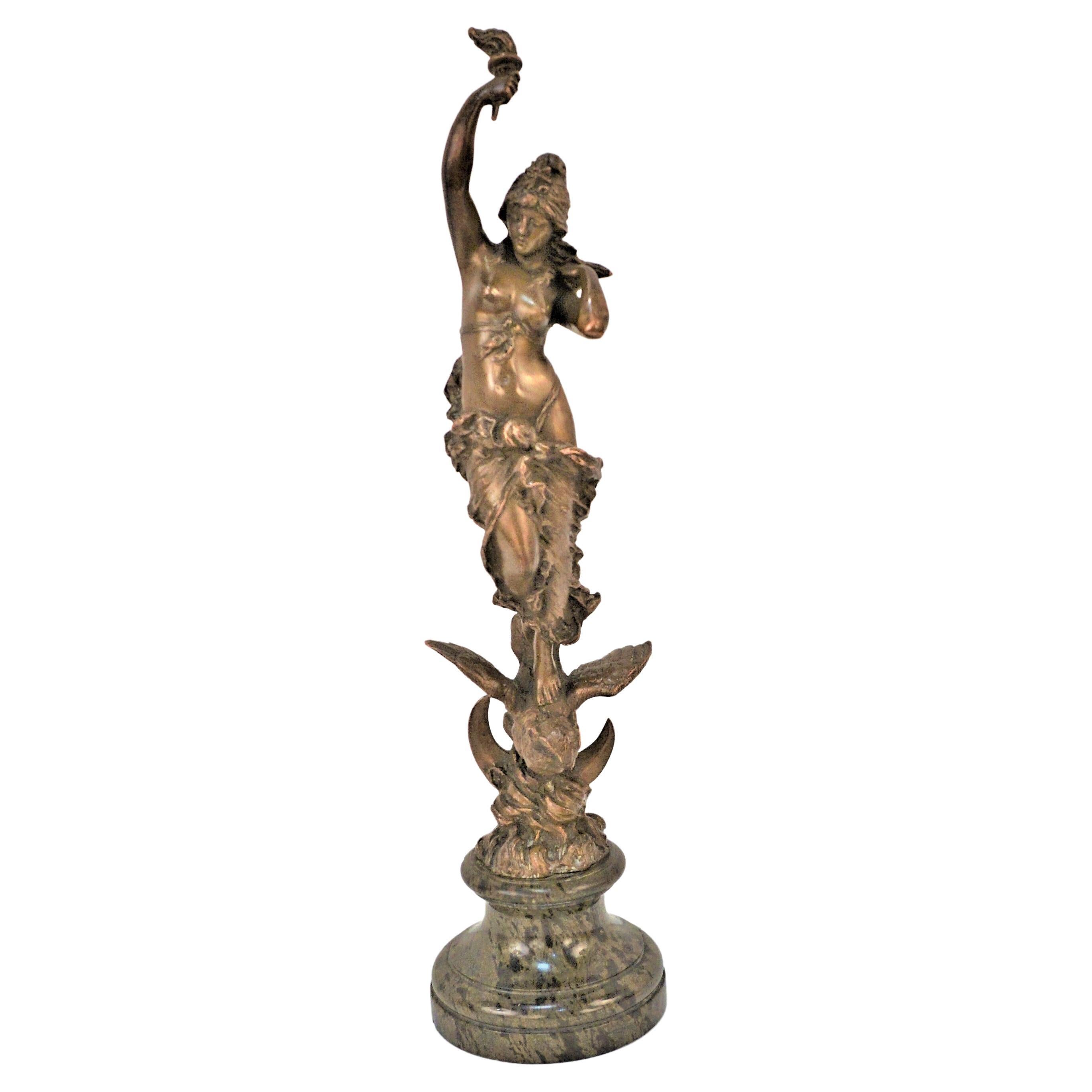 Nude Art Nouveau Bronze Sculpture by Paul Aichele