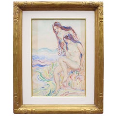 Donna Schuster AktBaders Aquarell, Bleistift und Gouache