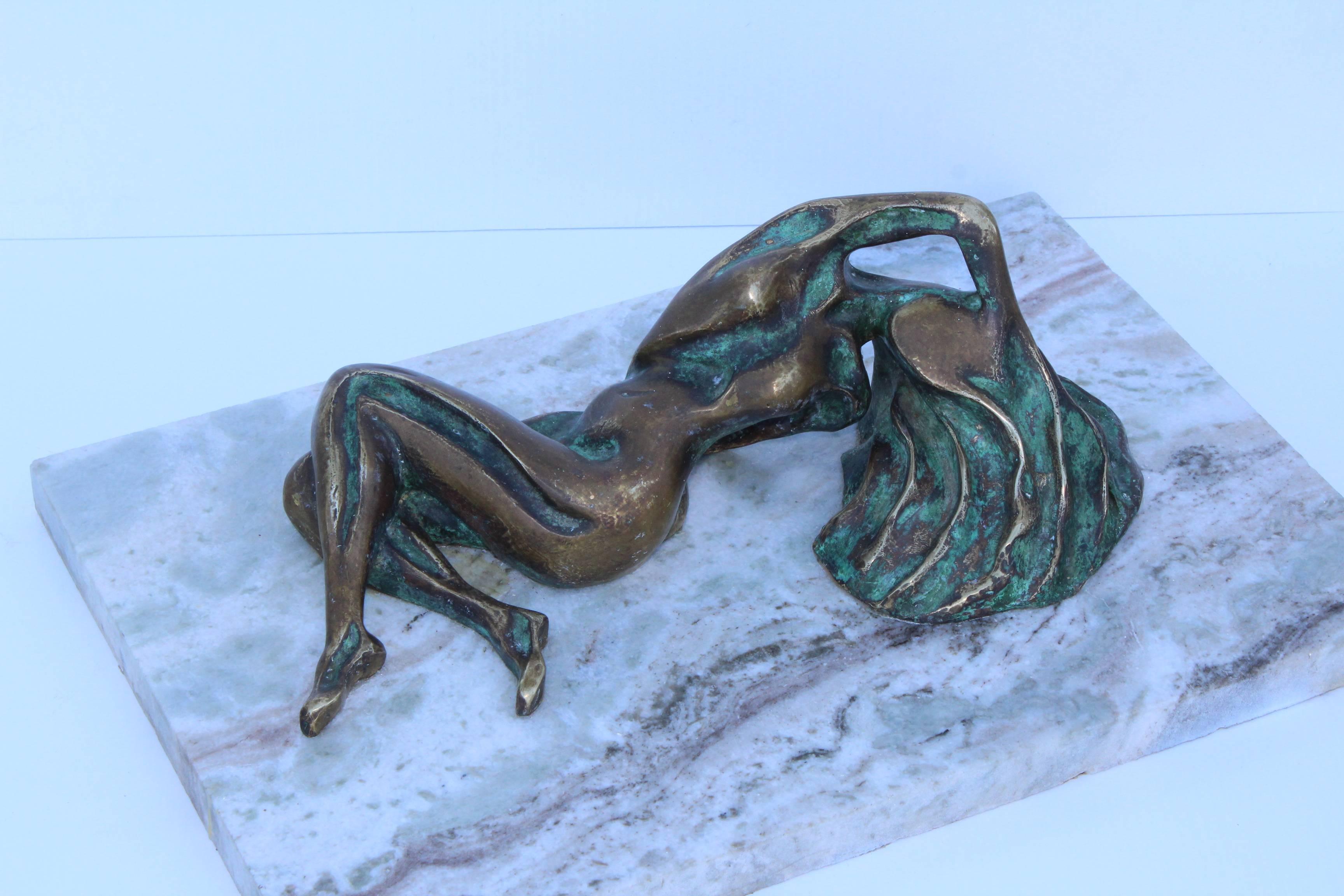 American Nude Bronze Abstract Sculpture