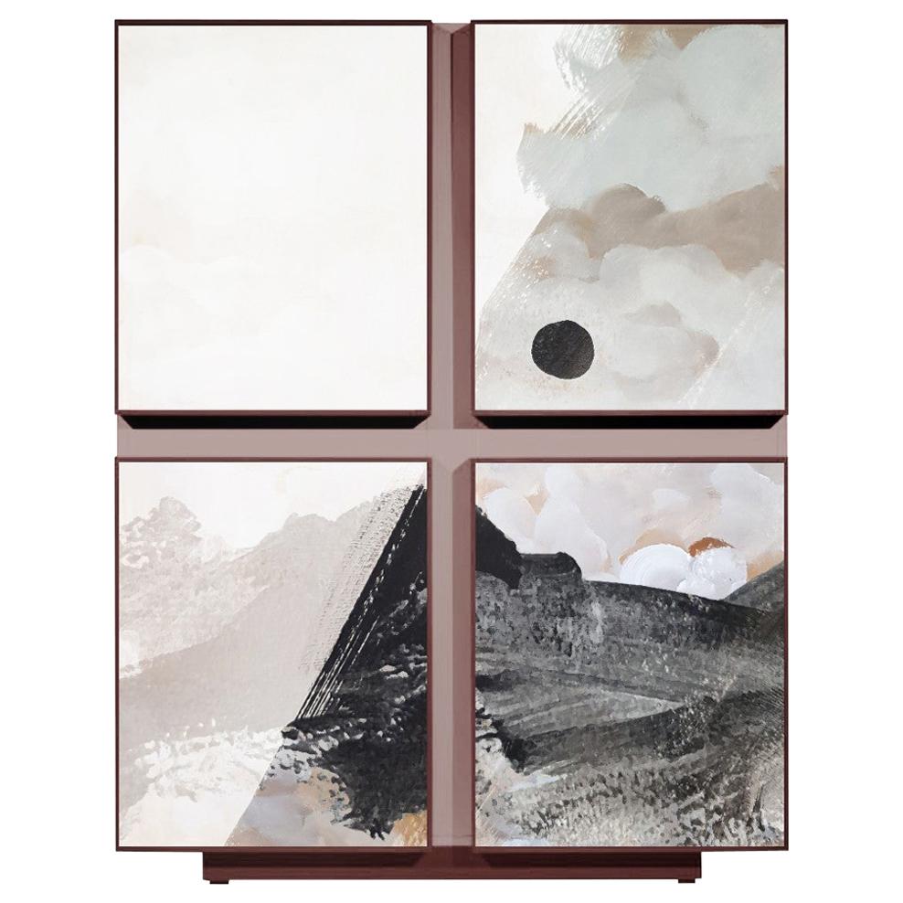 Cabinet contemporaneo nudo con intervento artistico di Andreea Apãvãloae