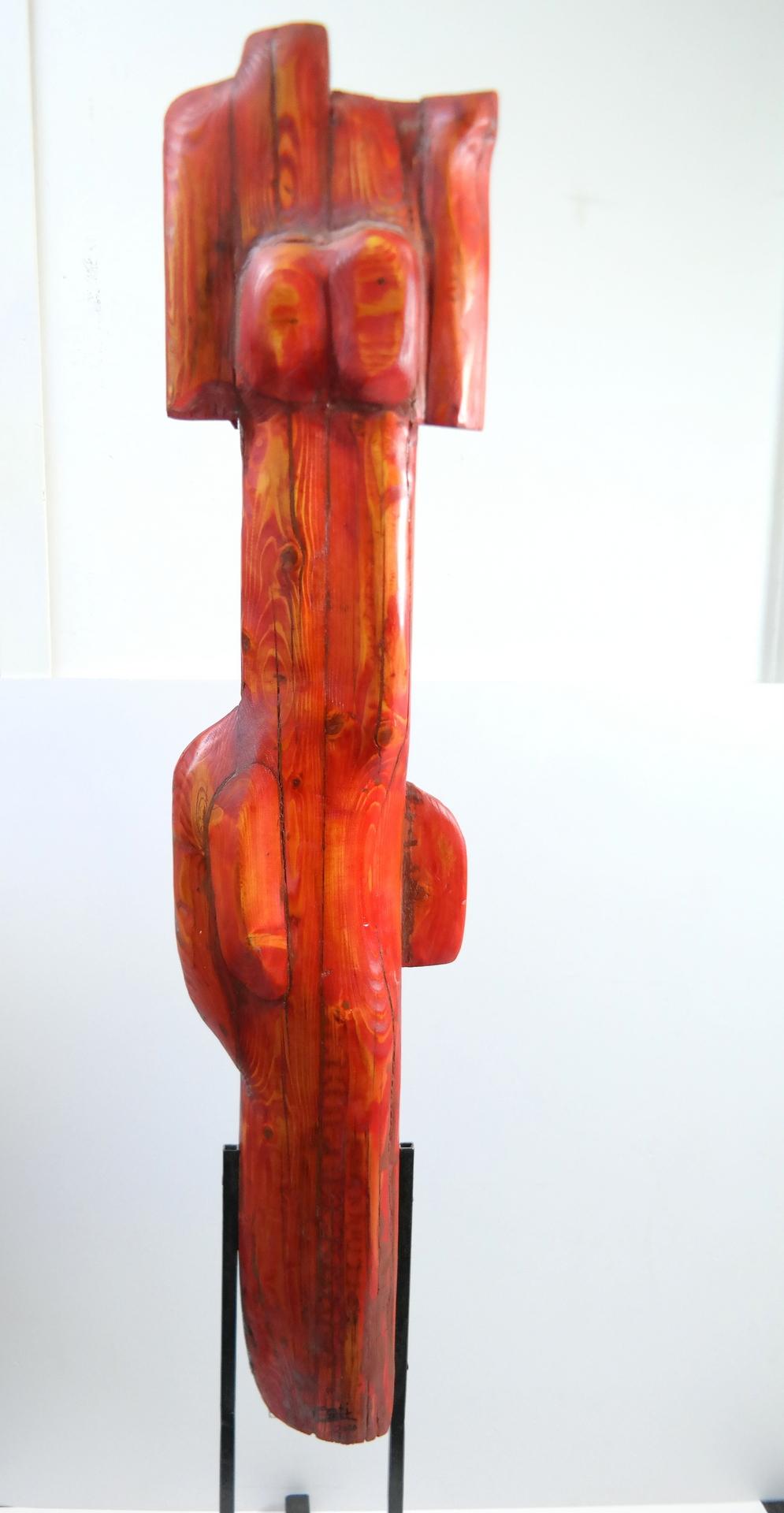 Nude-Contemporary wooden sculpture by Eszter Szabó.