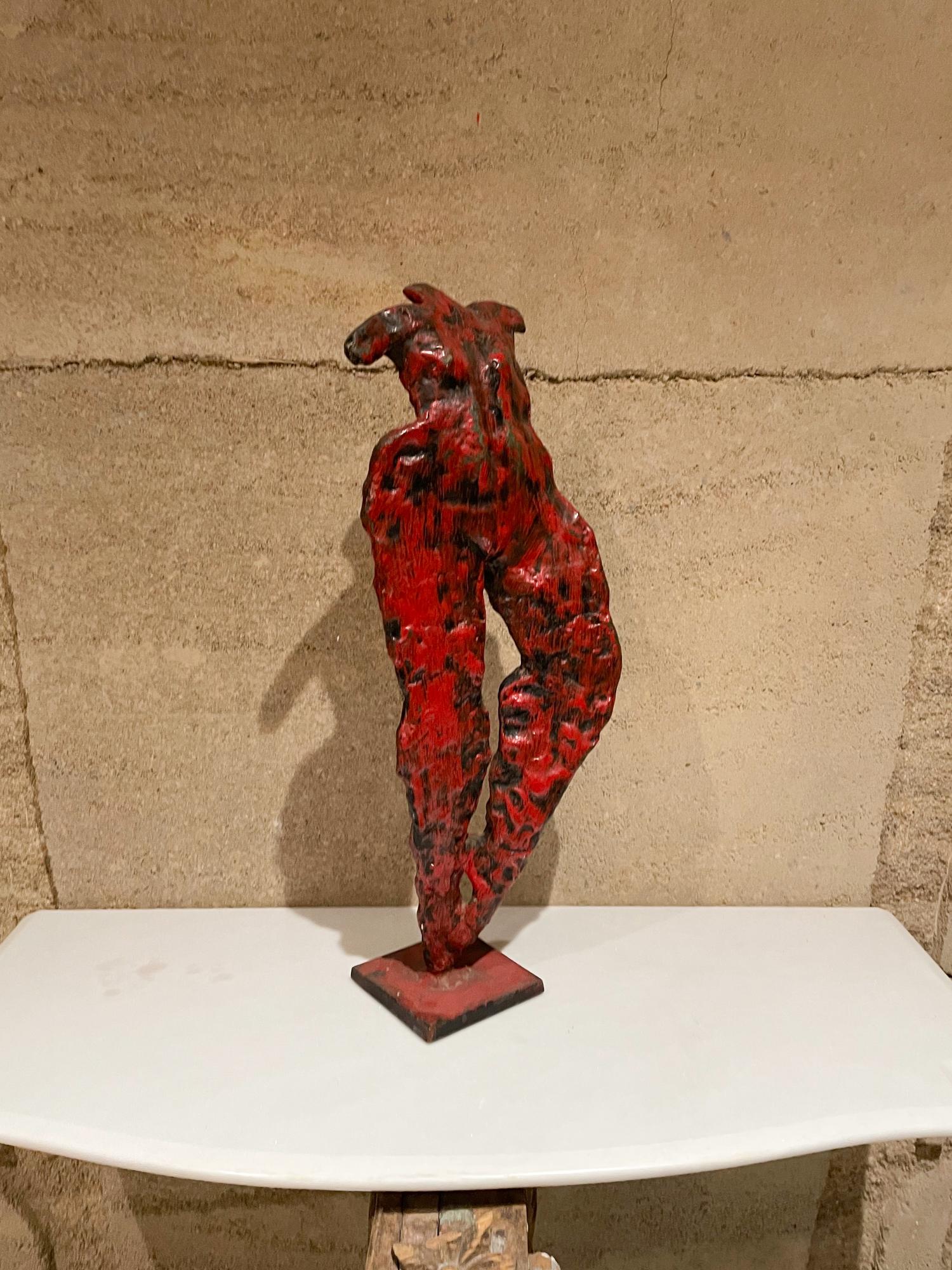 1950er Jahre Frankreich Akt-Tänzerinnen-Skulptur aus roter Bronze im Angebot 6