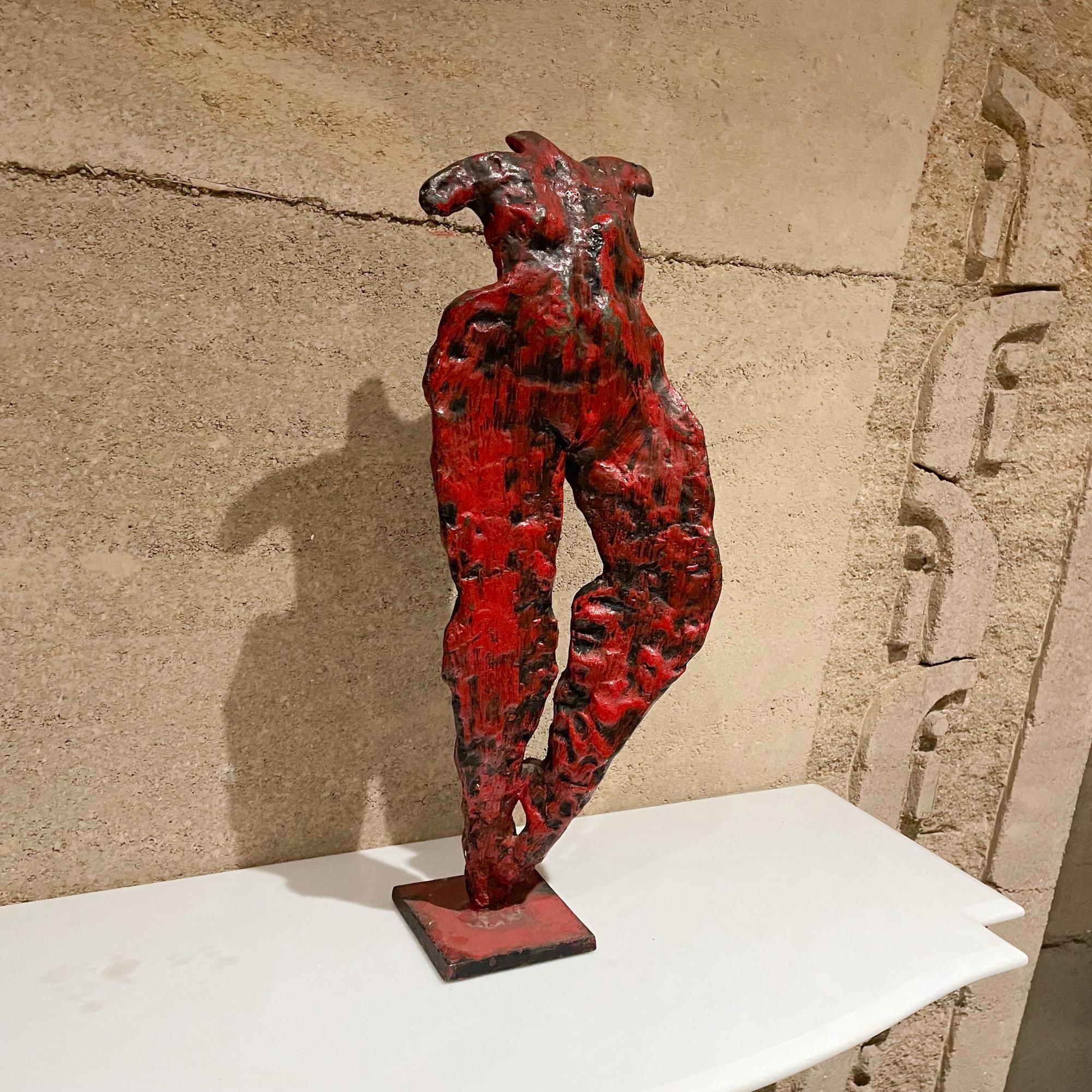 
French modern nude dancers abstract sculpture in red bronze
Heavy Solid Bronze in Red Black patina.
Unmarked. 
Dimensions: 21 H x 8 W x 4.5 D inches.
Made in France circa 1950s.
Very good original unrestored condition. Original red, black patina.