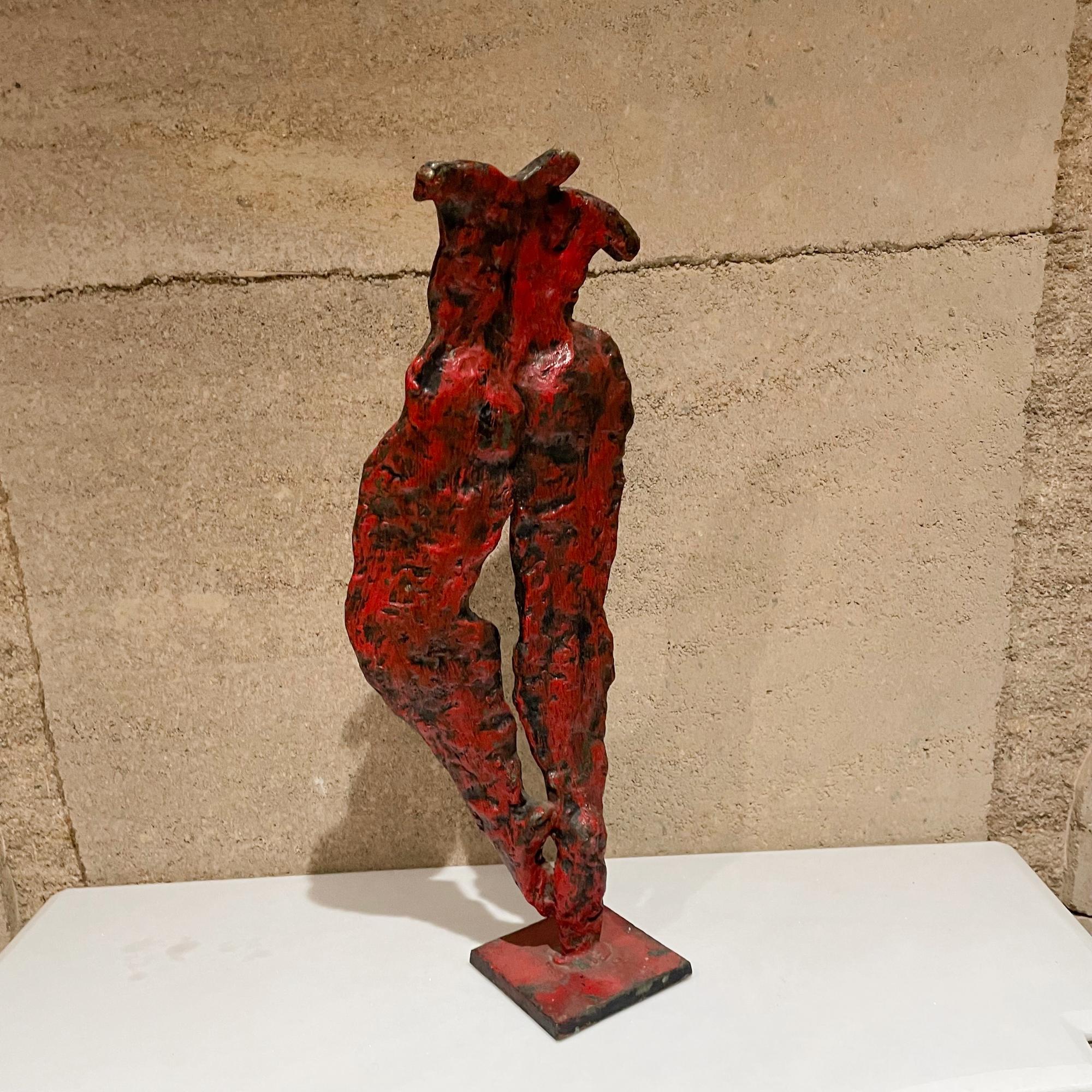 Milieu du XXe siècle 1950s France Nude Dancers Red Bronze Sculpture Abstract Art en vente