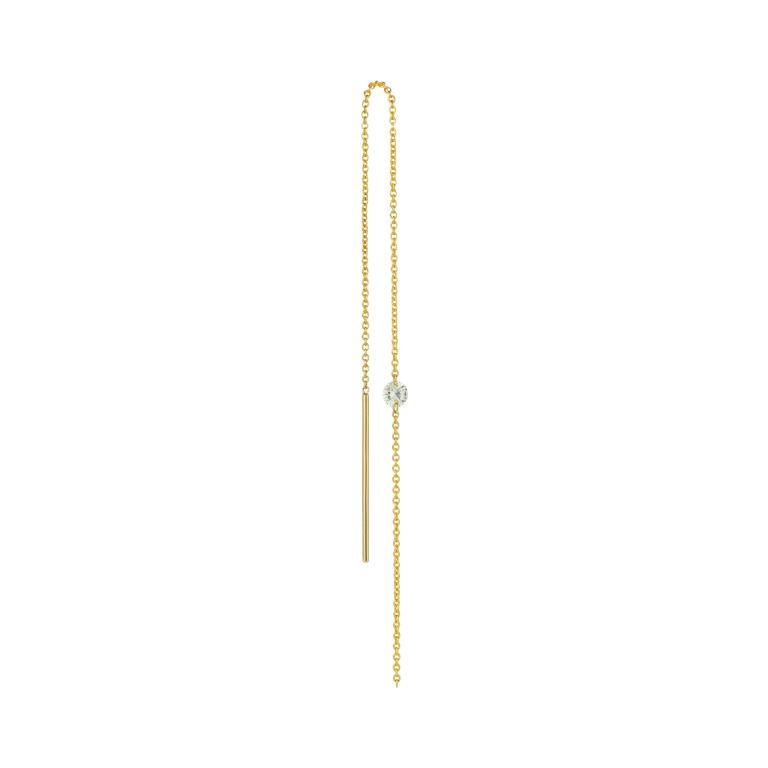 14K yellow gold pull through earring with a diamond.

Diamond:  0.10 carat (3mm diameter) 
Total length: 13.5cm

Sold as a single.

Handmade at SUEL Atelier with love and care.