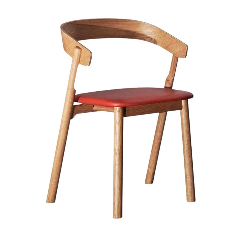 Chaise de salle à manger couleur chair, cuir naturel, par Made By Choice