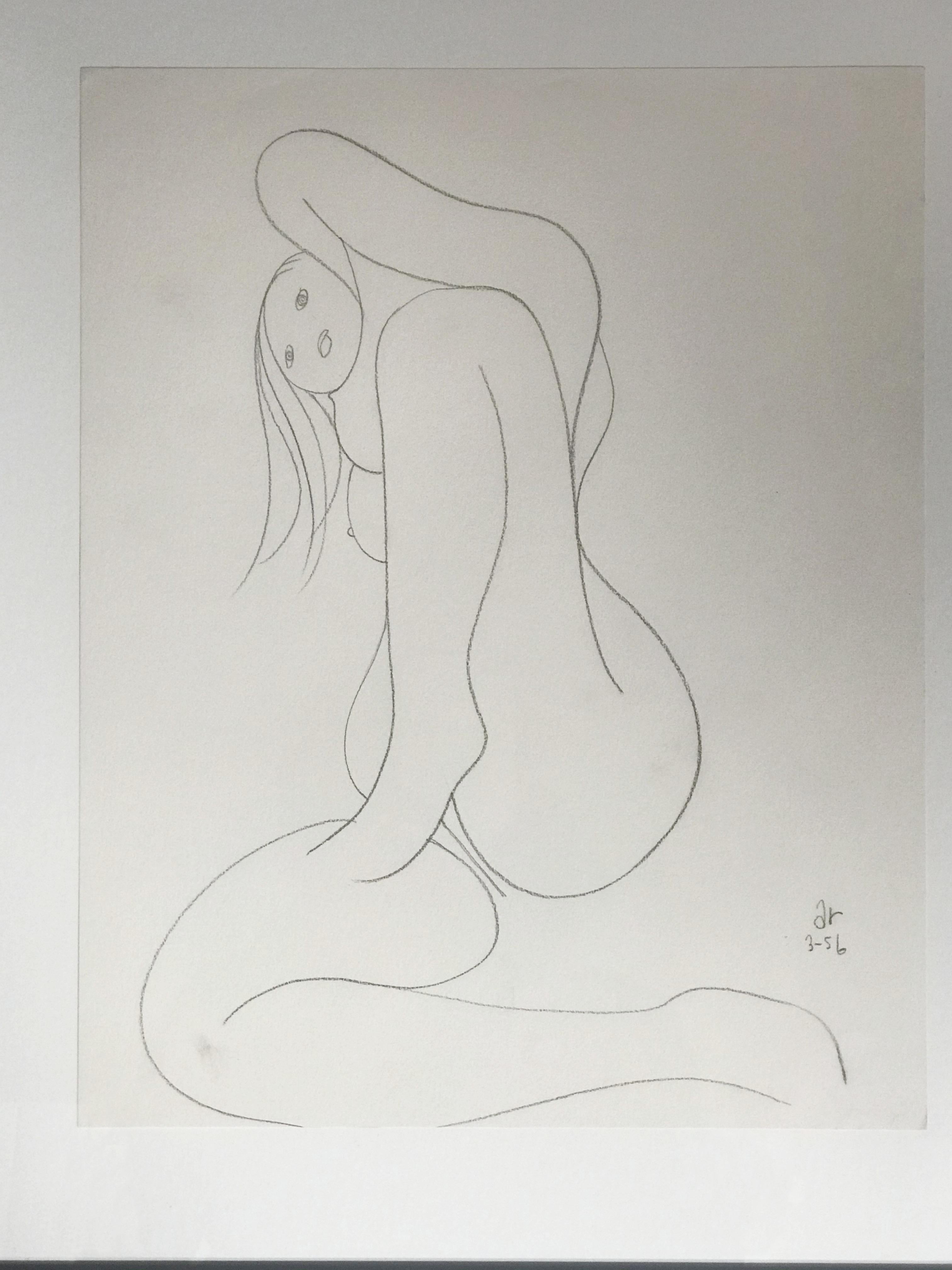So refined single line drawing of a girl by Albert Radoczy.
Part of a series of 6 but it can be sold individually.
I added one picture of the other drawings composing the series.