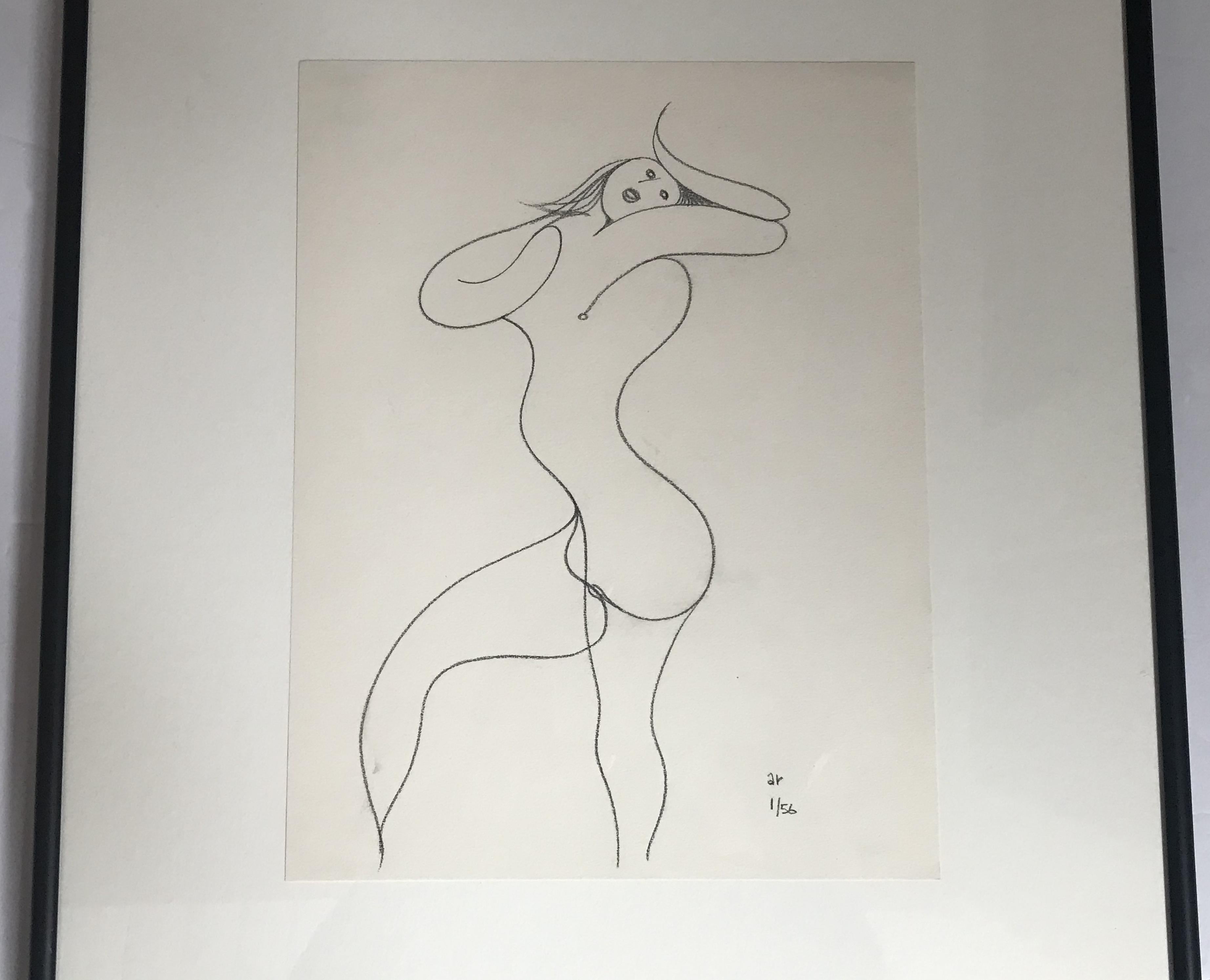 Drawing of a young girl in a single line by Albert Radoczy.
Radoczy shows here again his mastership of the drawing!
Part of a series of 6 but it can be sold individually.
I added one picture of the matching series.