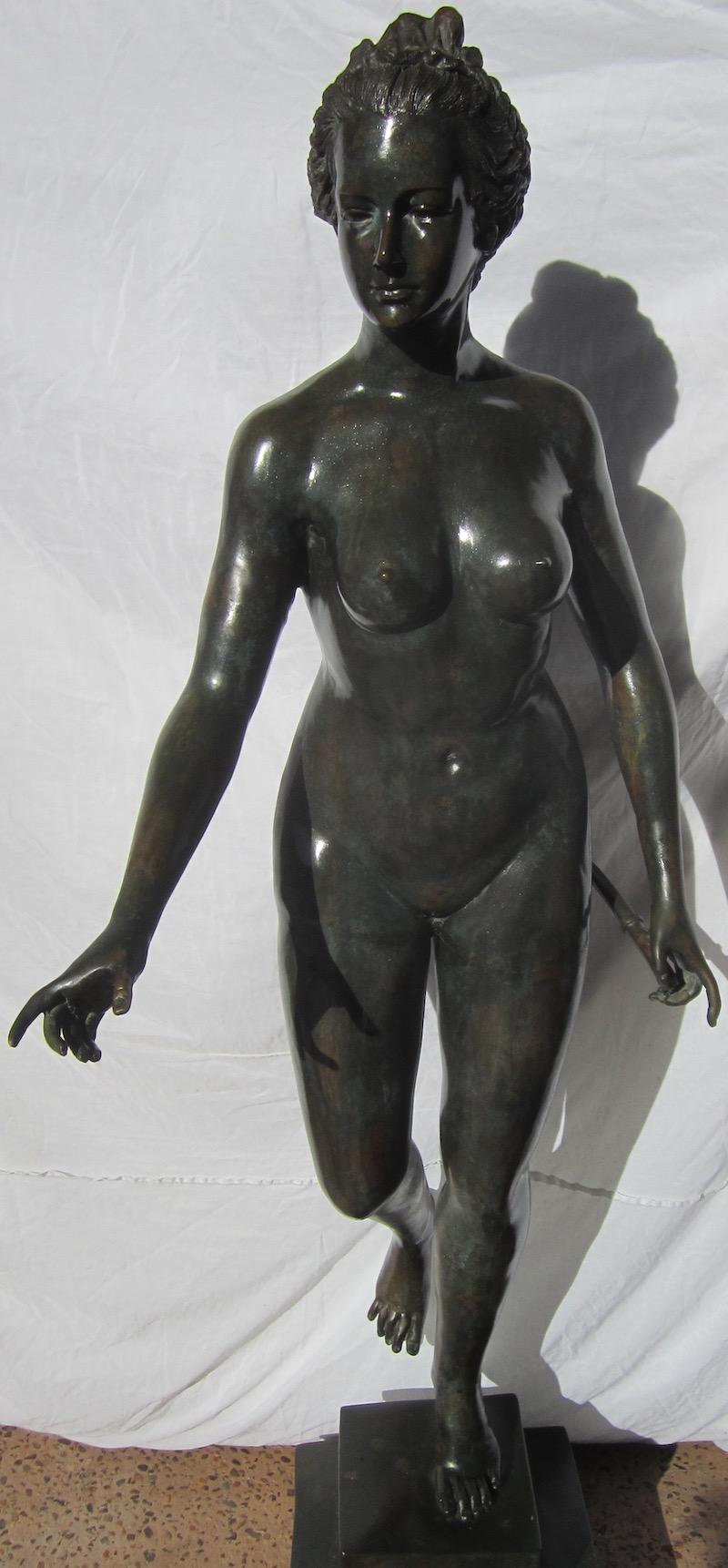 French Nude Female Bronze Statue For Sale