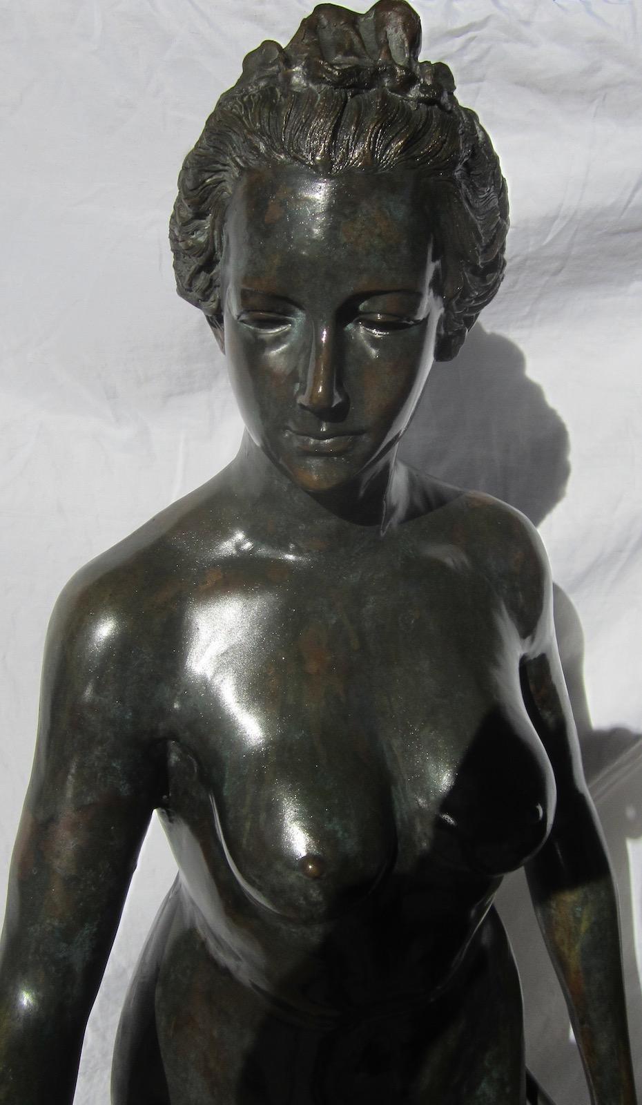 Cast Nude Female Bronze Statue For Sale