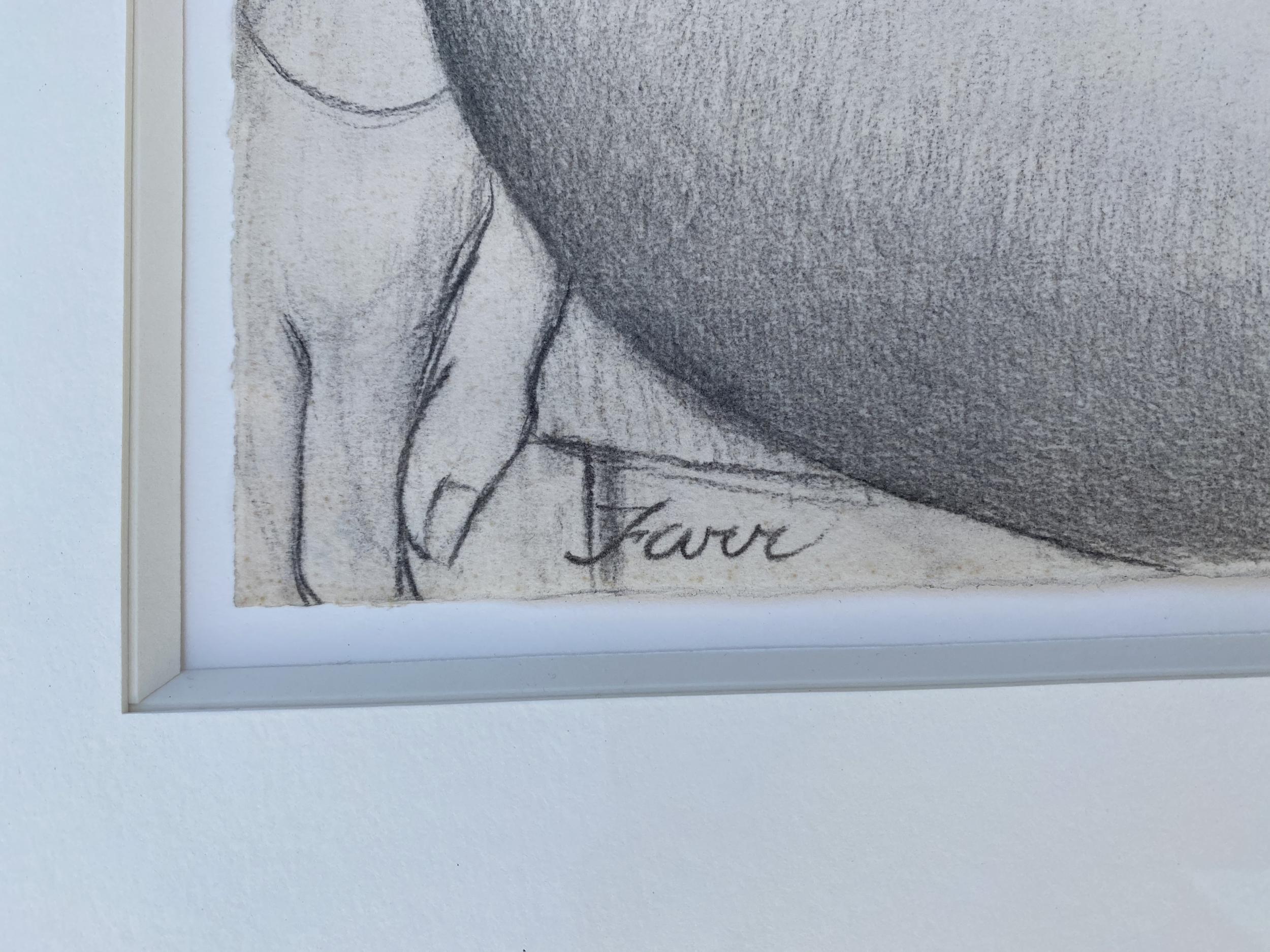 American Nude Female Charcoal Signed Jonathan Farr in Original Frame