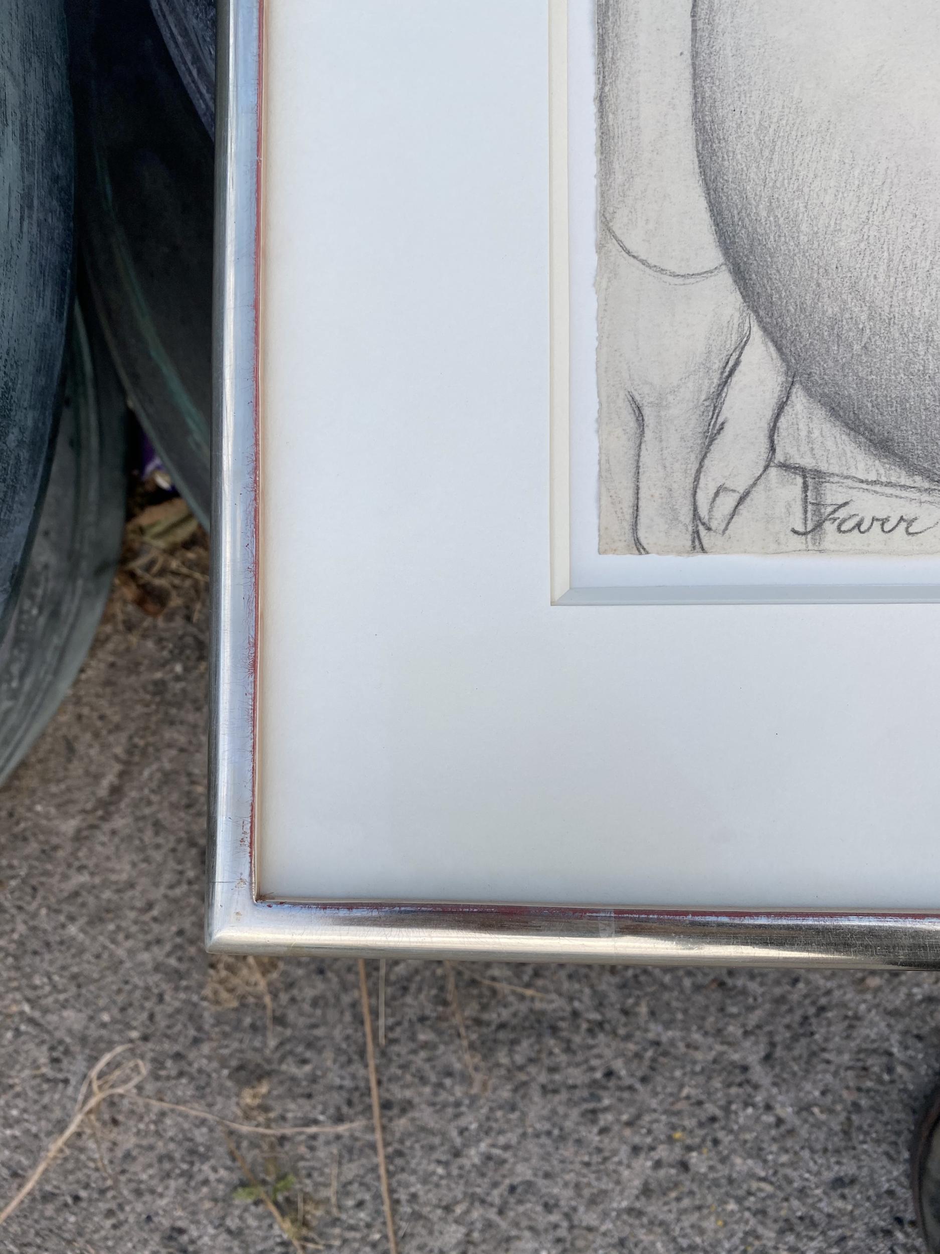 Nude Female Charcoal Signed Jonathan Farr in Original Frame In Excellent Condition In Van Nuys, CA