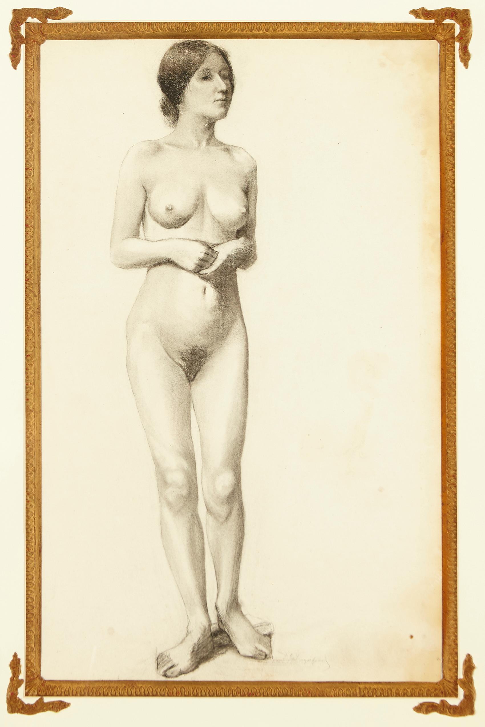 American 'Nude Female' by Elliott Daingerfield, Graphite on Paper, Fabulous Frame