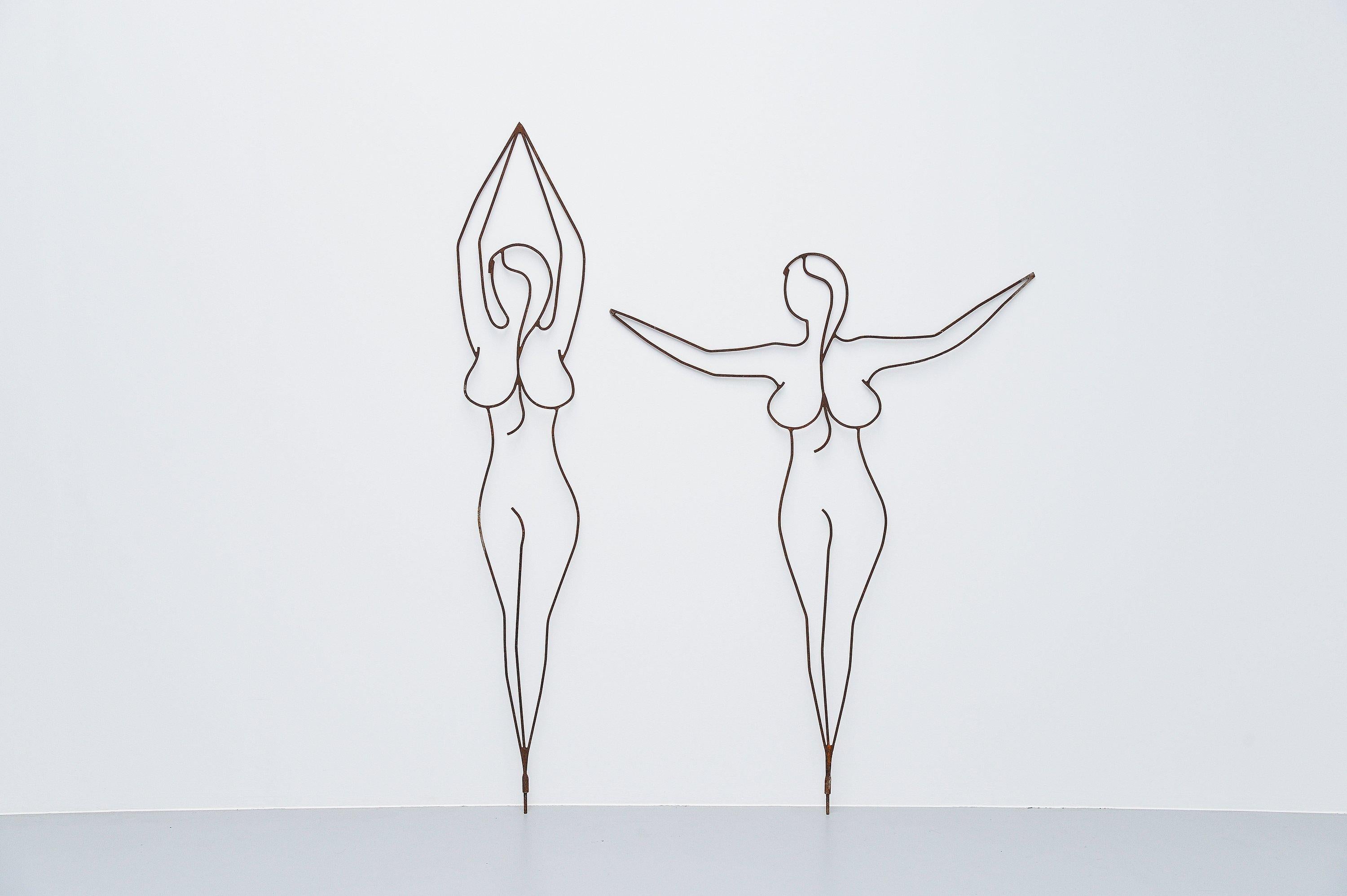 Nude Female Garden Sculpture Oxidized Steel, France, 1960 1