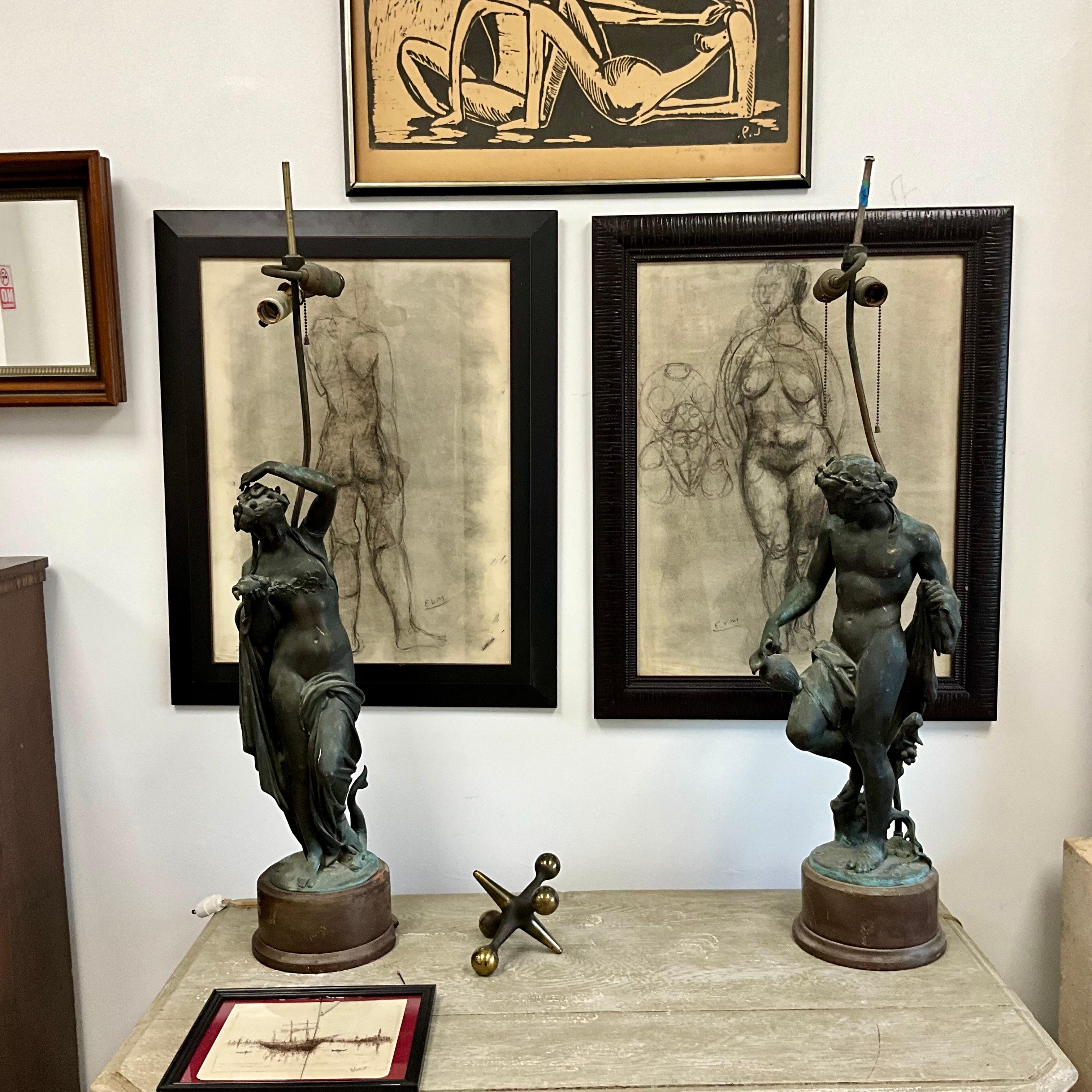 
This exquisite pencil drawing on paper by renowned Belgian artist Eugène Van Mieghem captures the timeless beauty of the female form. Signed with his distinctive monogram on the bottom right, this piece exemplifies Van Mieghem's keen observational