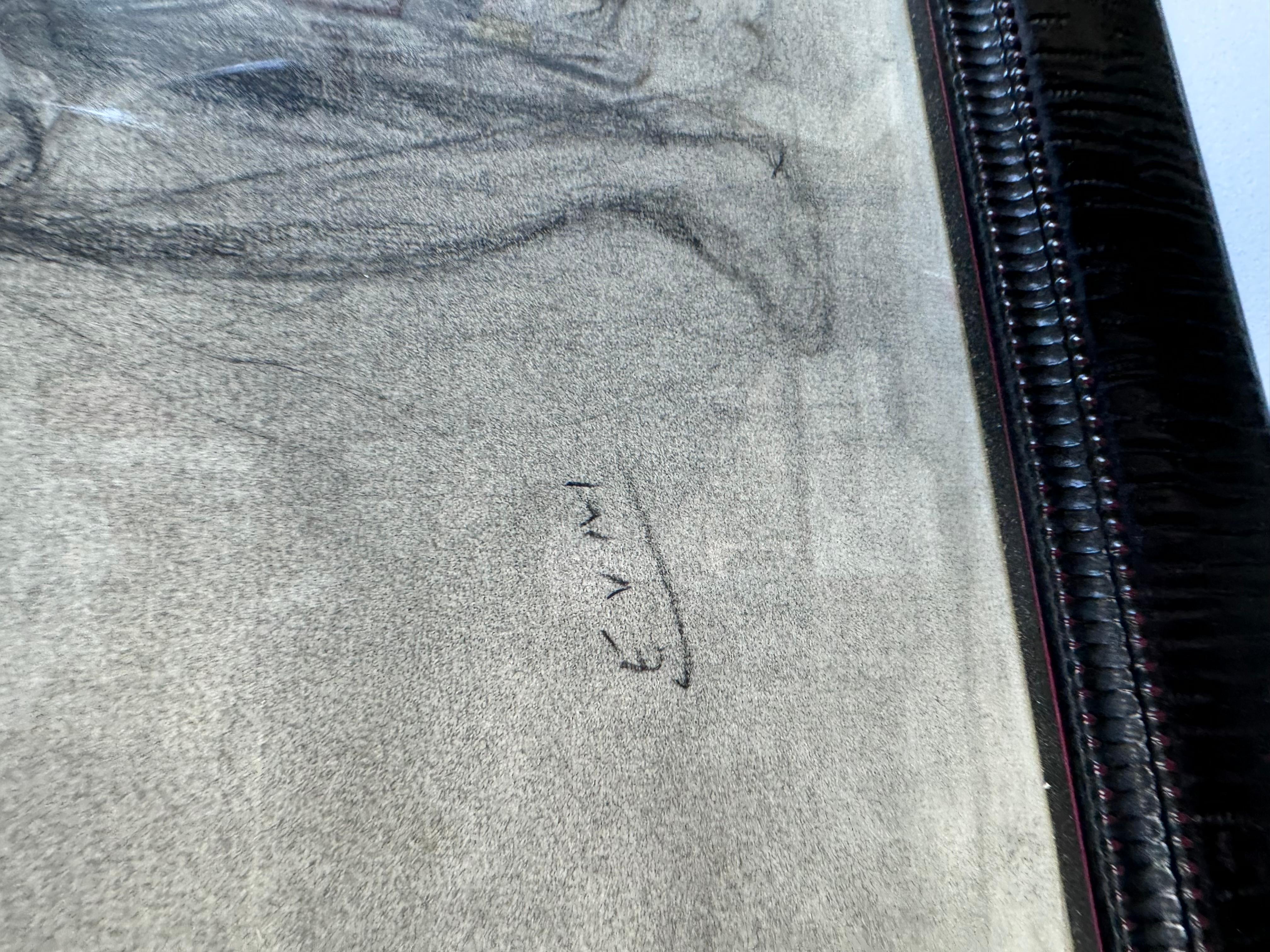 Hand-Crafted Nude Female Pencil Drawing by Eugene Van Mieghem For Sale