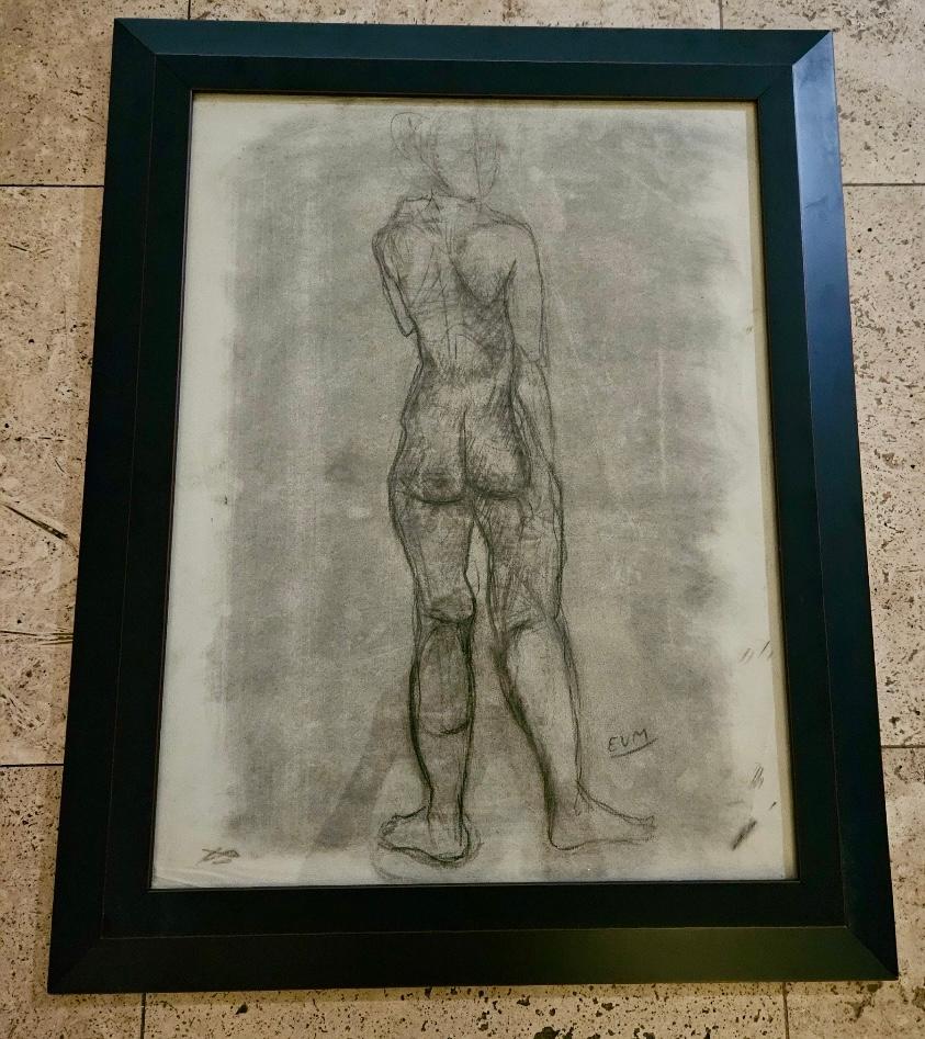 20th Century Nude Female Pencil Drawing by Eugene Van Mieghem For Sale