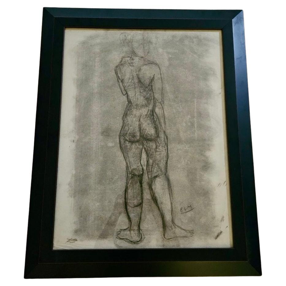 Disegno a matita di nudo femminile di Eugene Van Mieghem