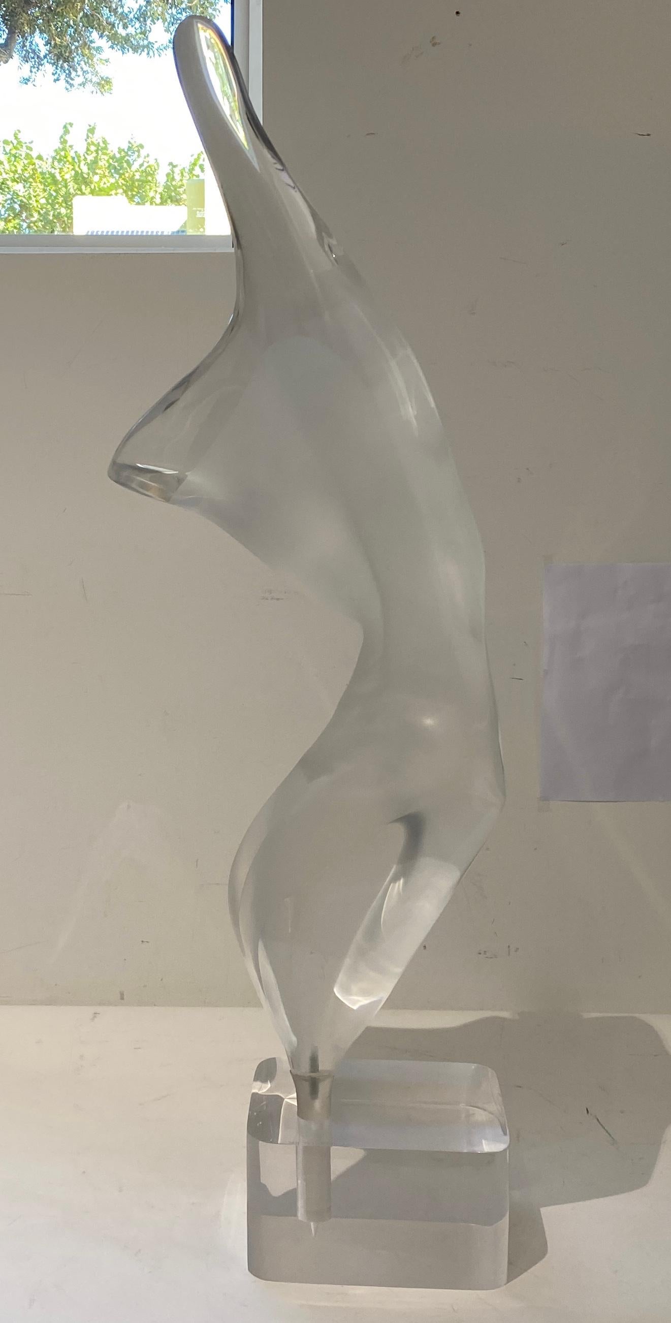 Lucite Stylized Nude Figure Signed Shacham 83' For Sale 5