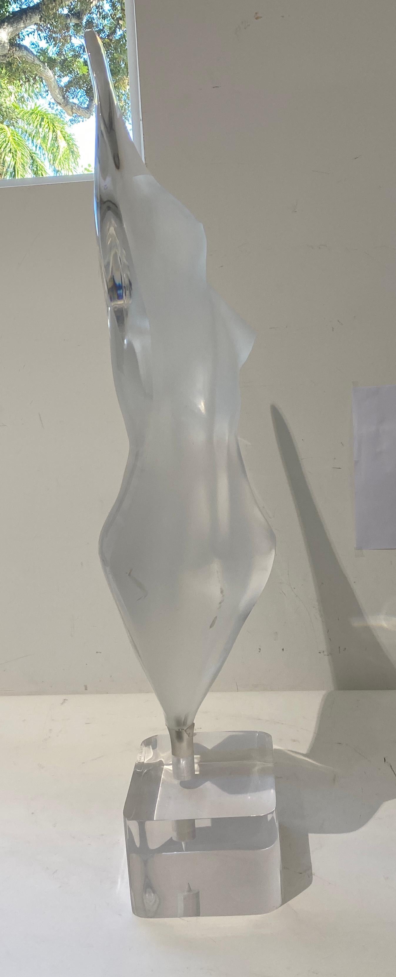 Lucite Stylized Nude Figure Signed Shacham 83' For Sale 6
