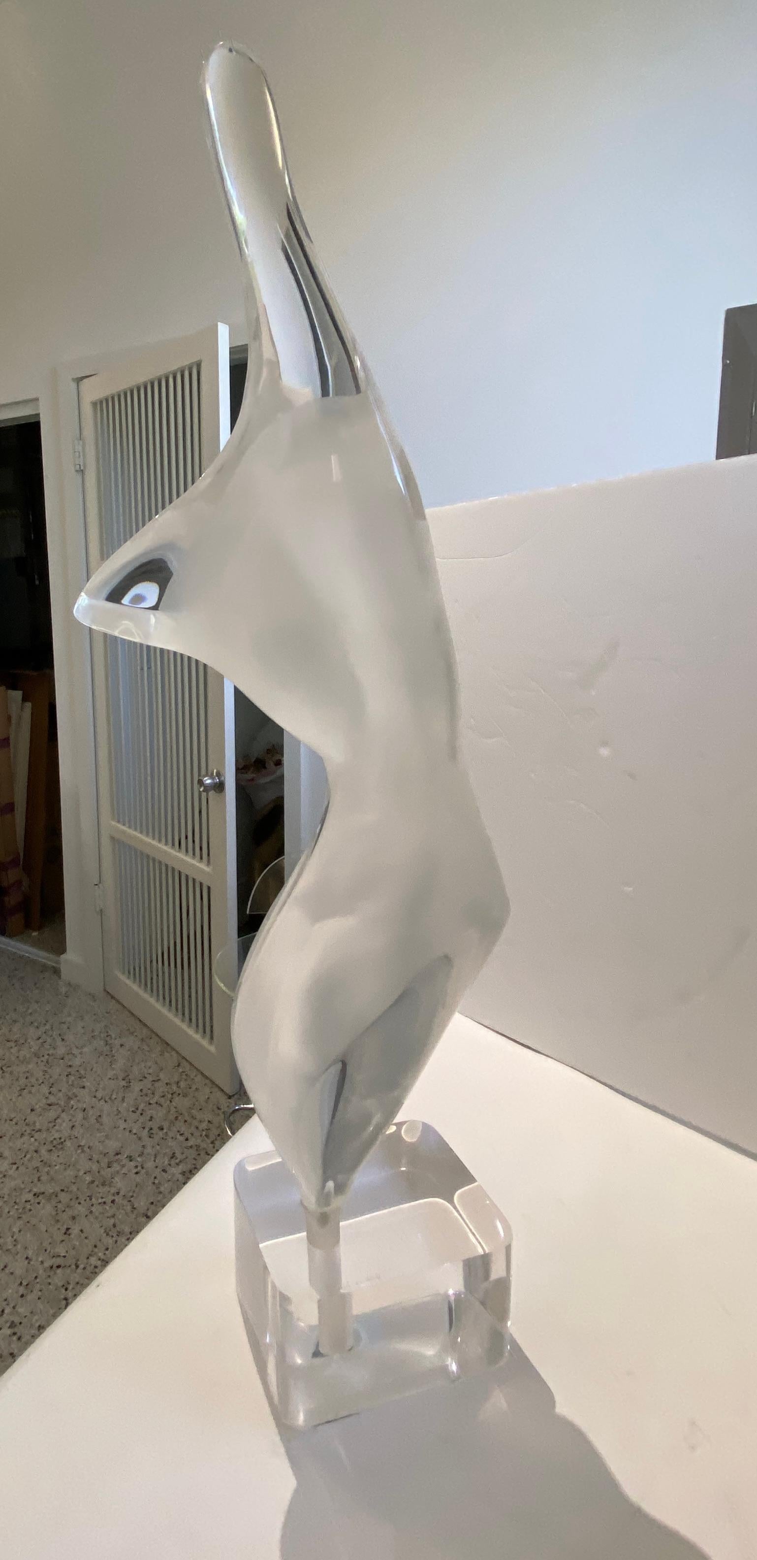 Lucite Stylized Nude Figure Signed Shacham 83' For Sale 1