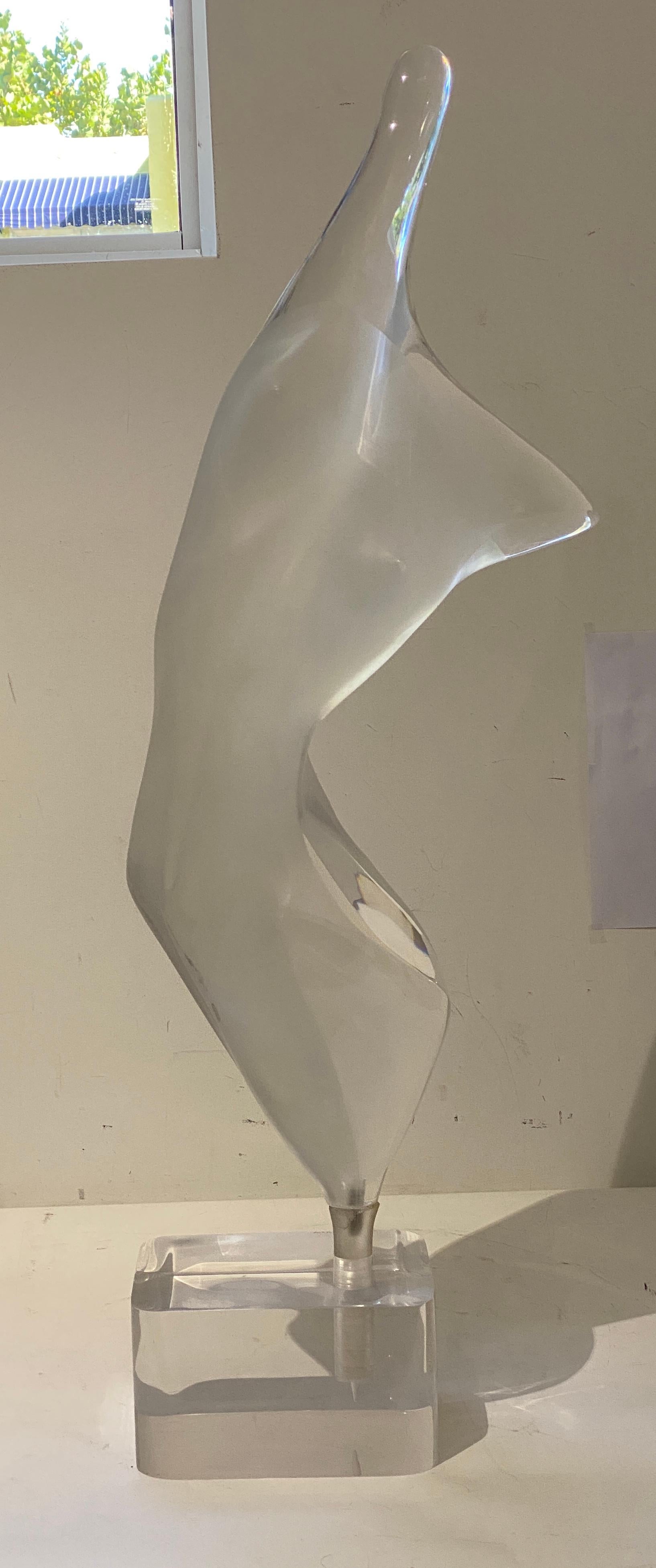 Lucite Stylized Nude Figure Signed Shacham 83' For Sale 3