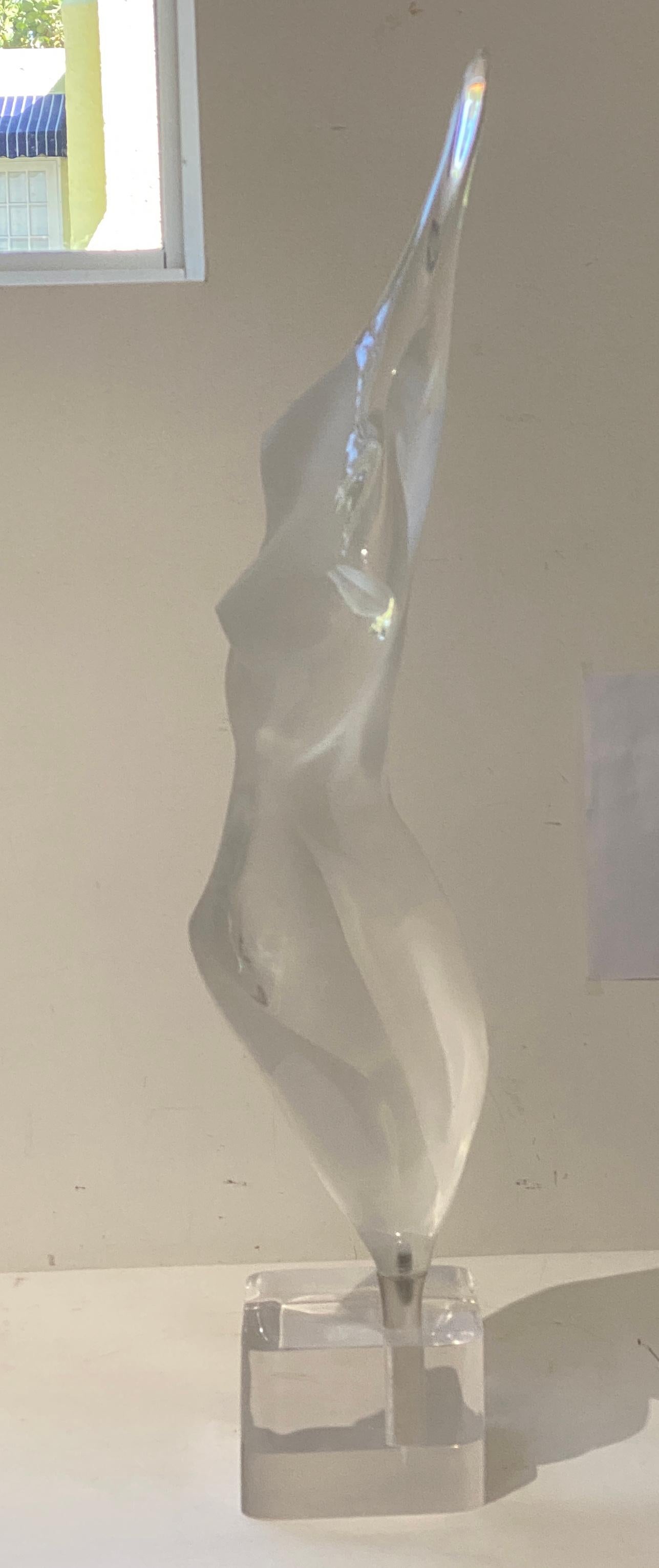 Lucite Stylized Nude Figure Signed Shacham 83' For Sale 4