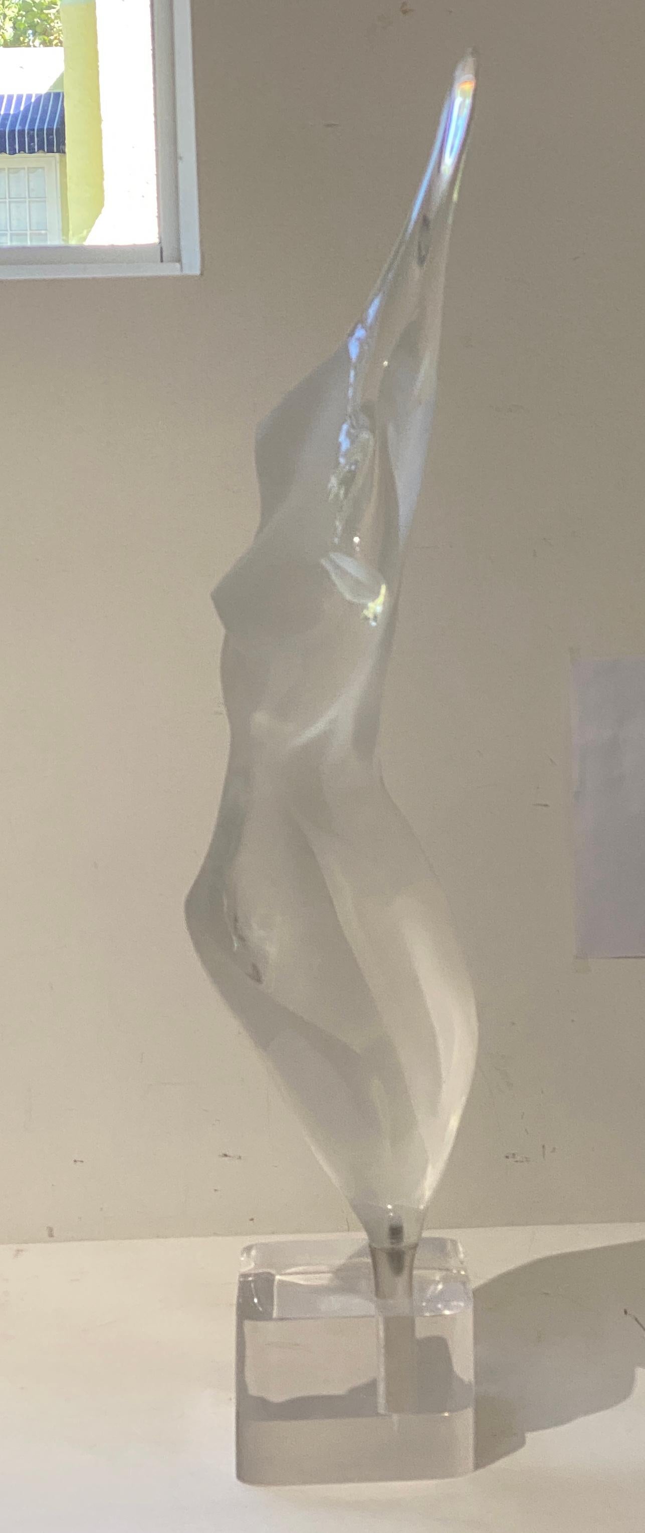 Lucite Stylized Nude Figure Signed Shacham 83' 4