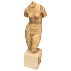 Nude Female Torso Sculpture in Alabaster