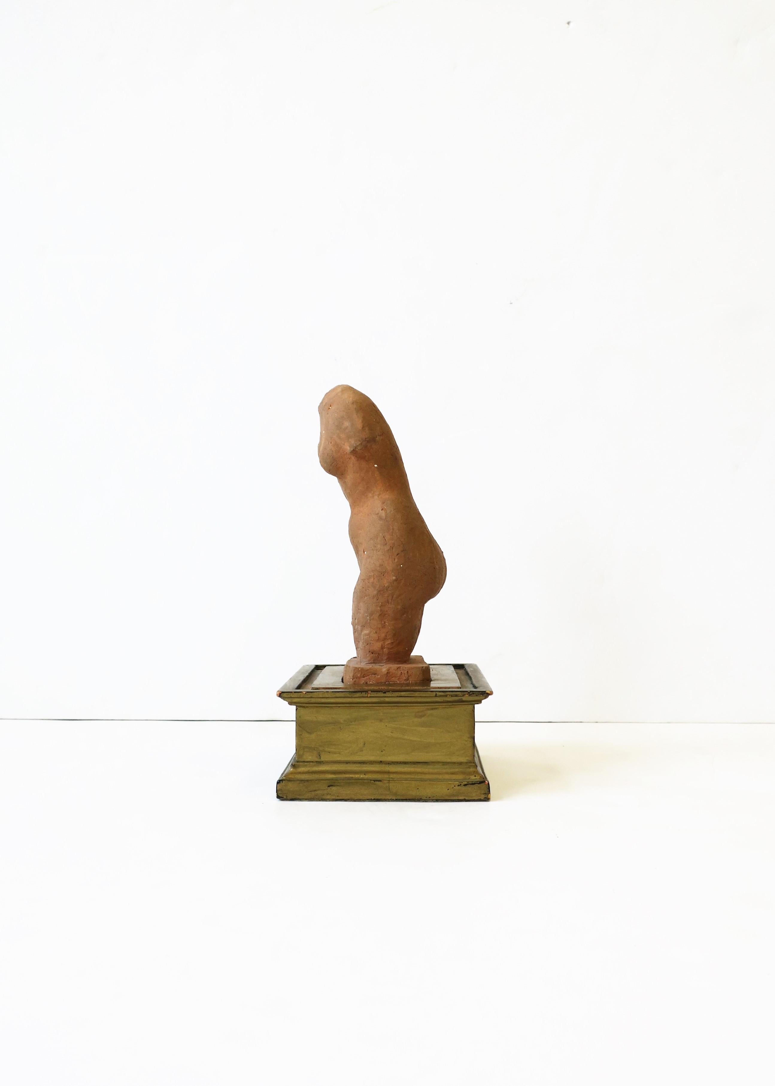 French Female Nude Torso Terracotta Sculpture from France