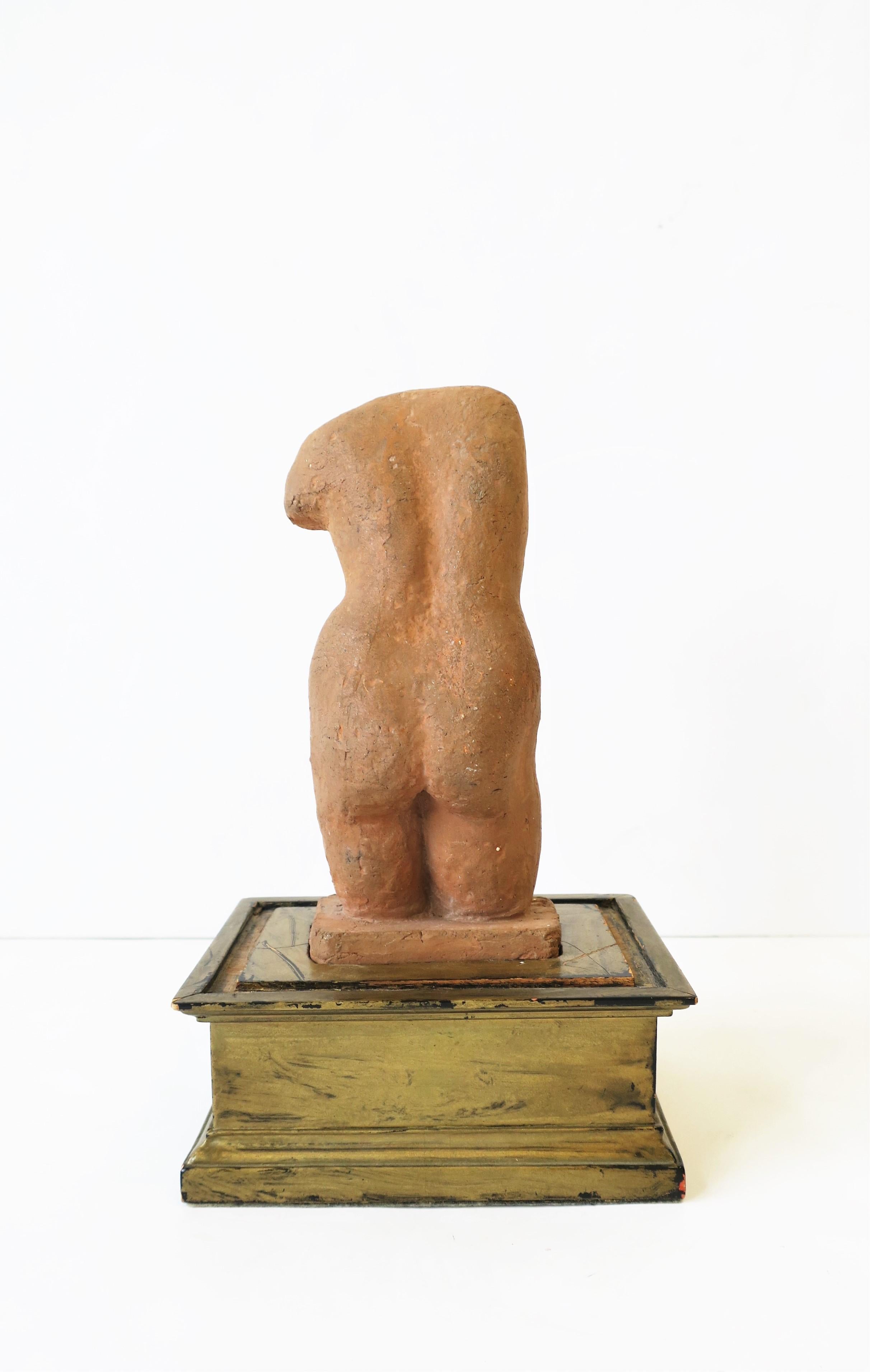 Painted Female Nude Torso Terracotta Sculpture from France