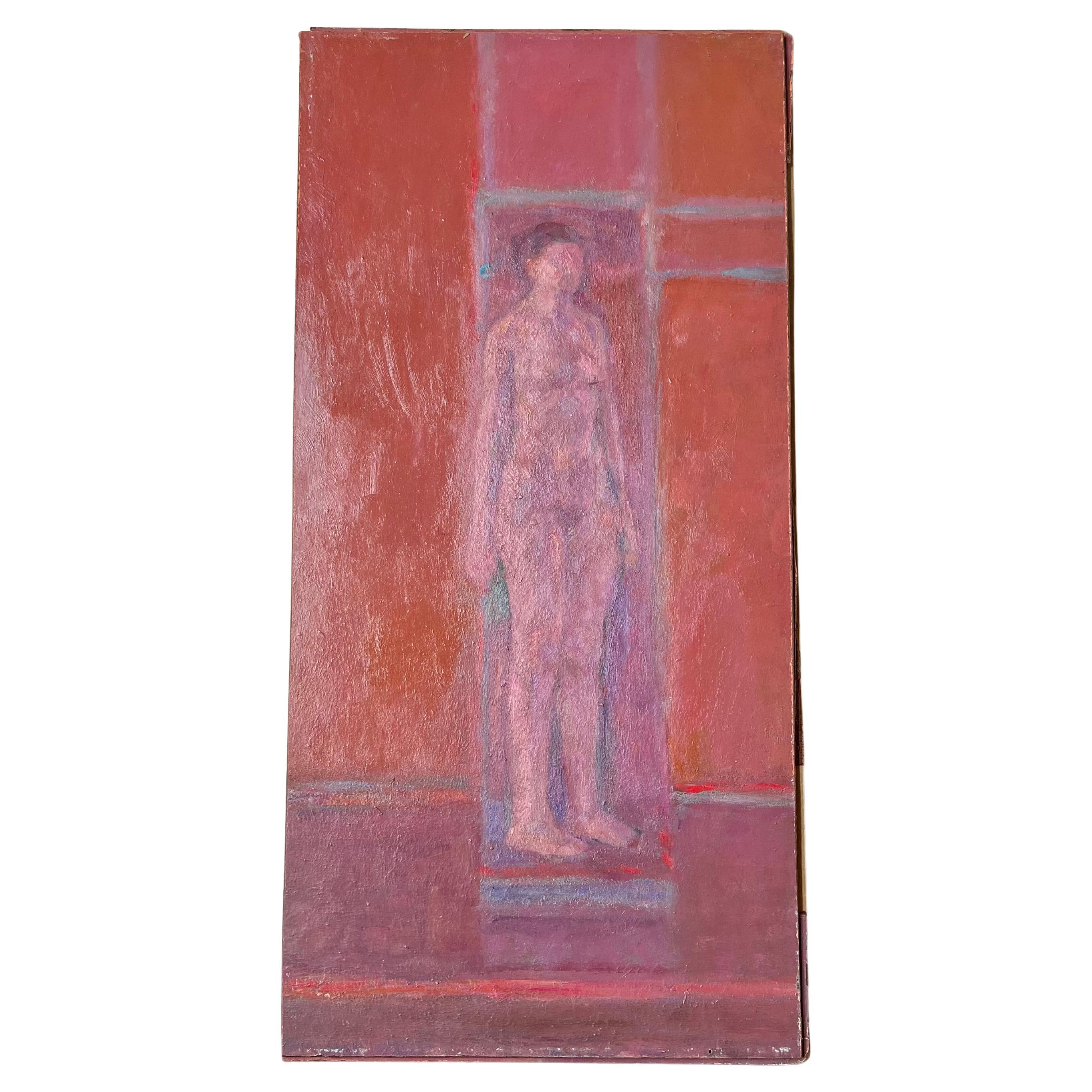 Figure nue. Peinture à l'huile sur carton. Milieu du 20e siècle, signé et daté 1974 en vente