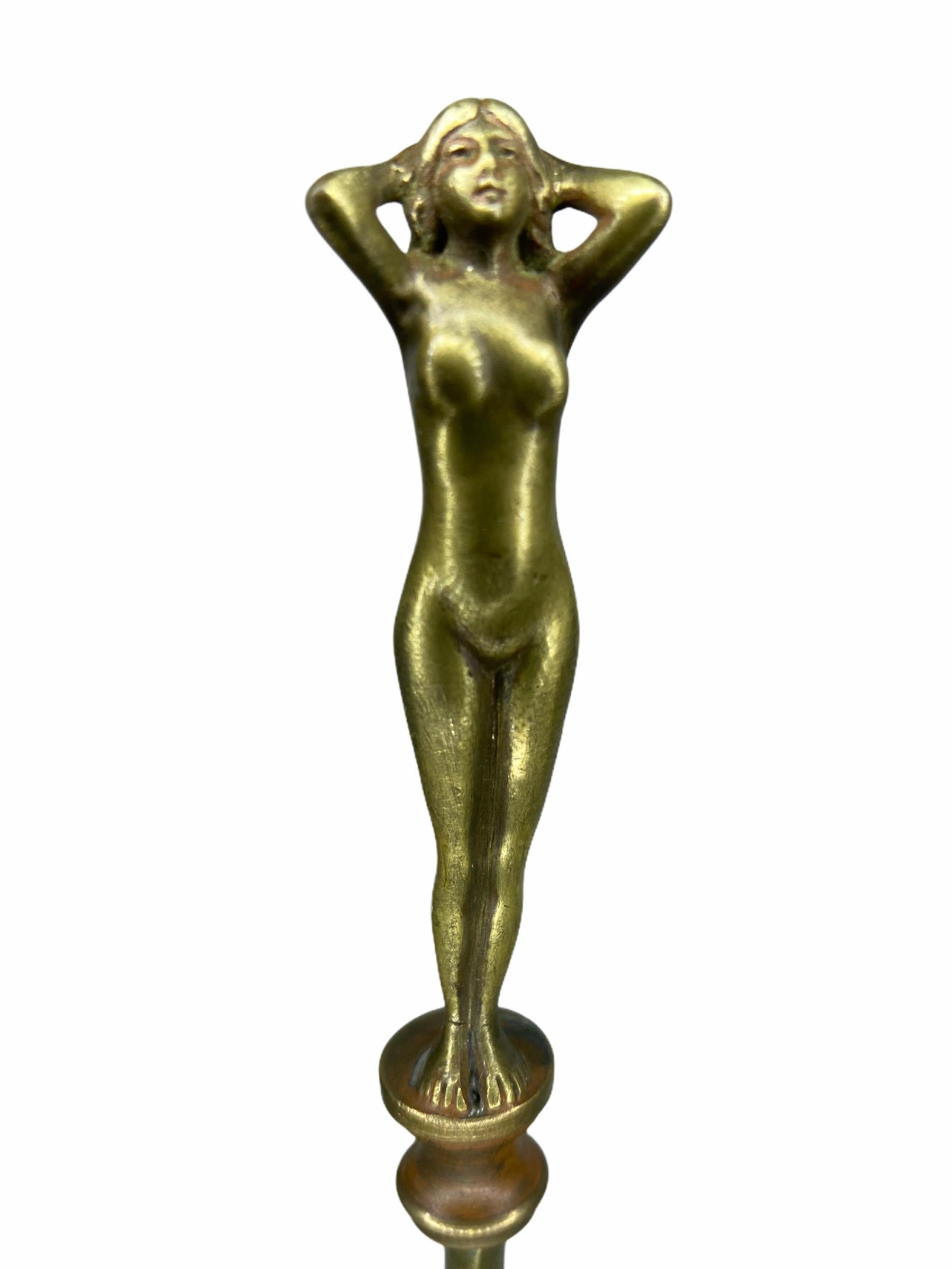 Art Nouveau Nude Girl Bronze Letter Opener Antique, Austria, 1900s