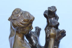 Nude Girl standing by a Tree , Mid-Century Bronze , after A Boucher