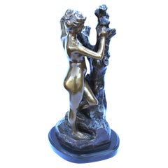 Nude Girl standing by a Tree , Mid-Century Bronze , after A Boucher