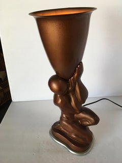 Nude Bronze Modern Male Torchiere Lamp