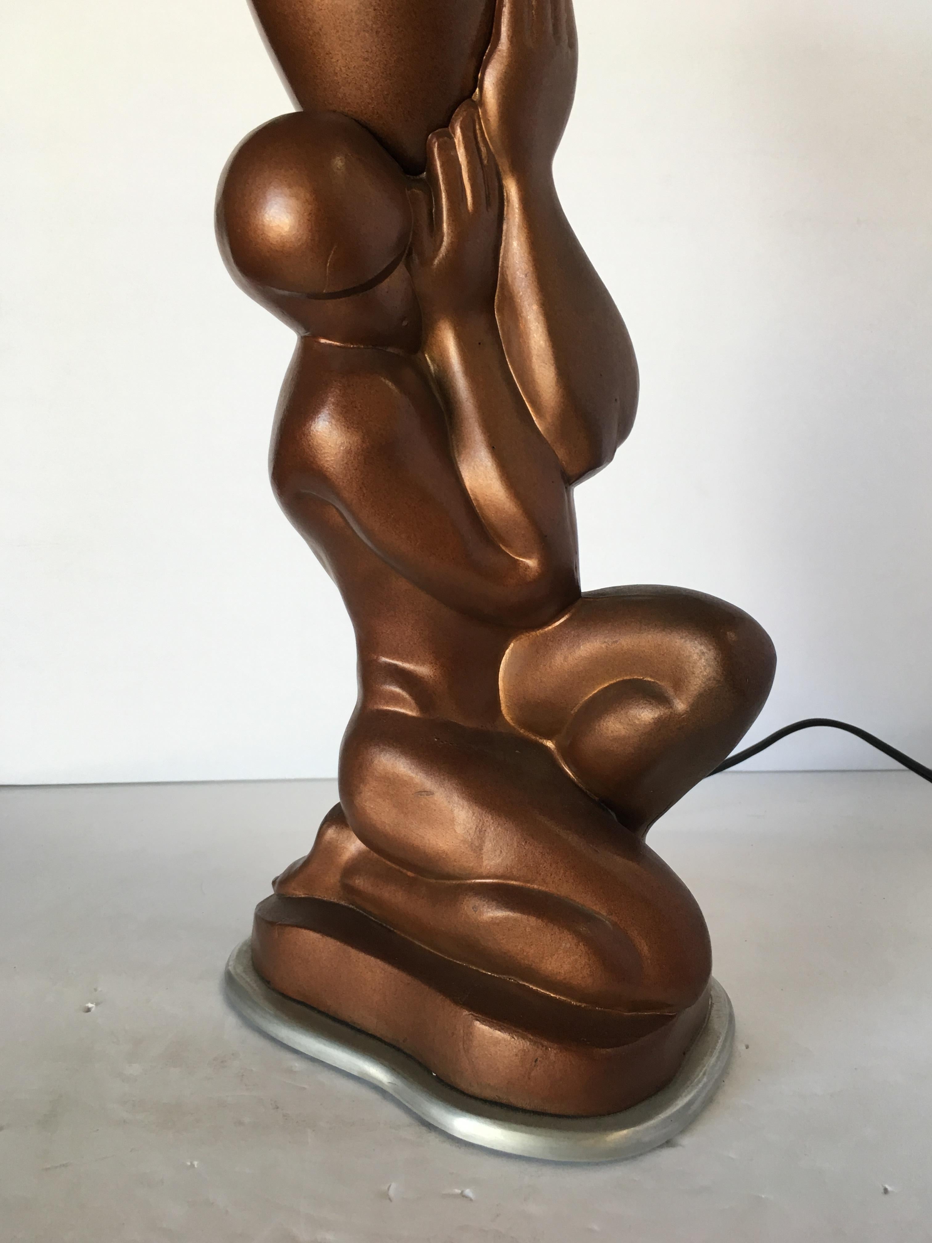 American Nude Bronze Modern Male Torchiere Lamp