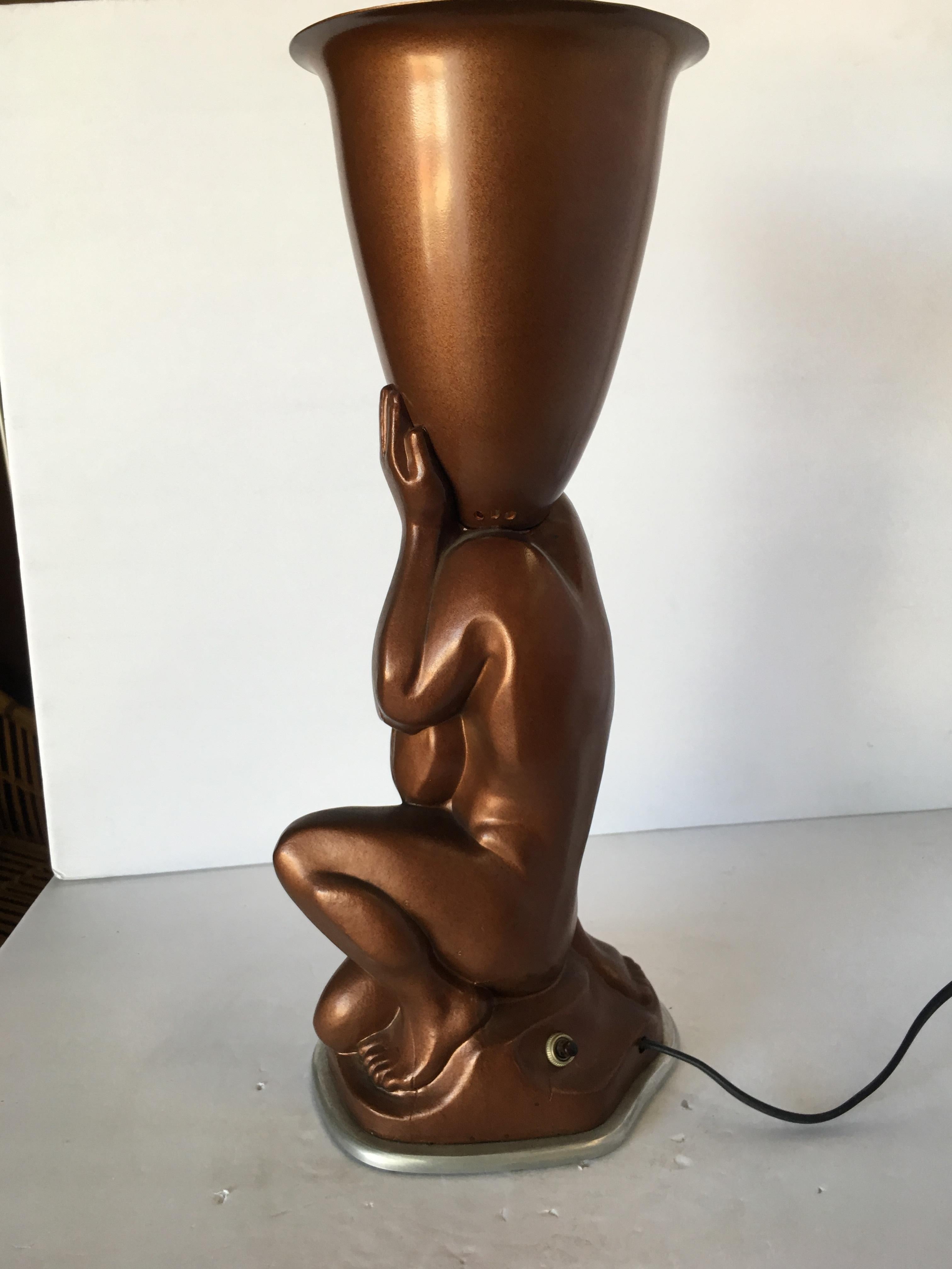 Metal Nude Bronze Modern Male Torchiere Lamp