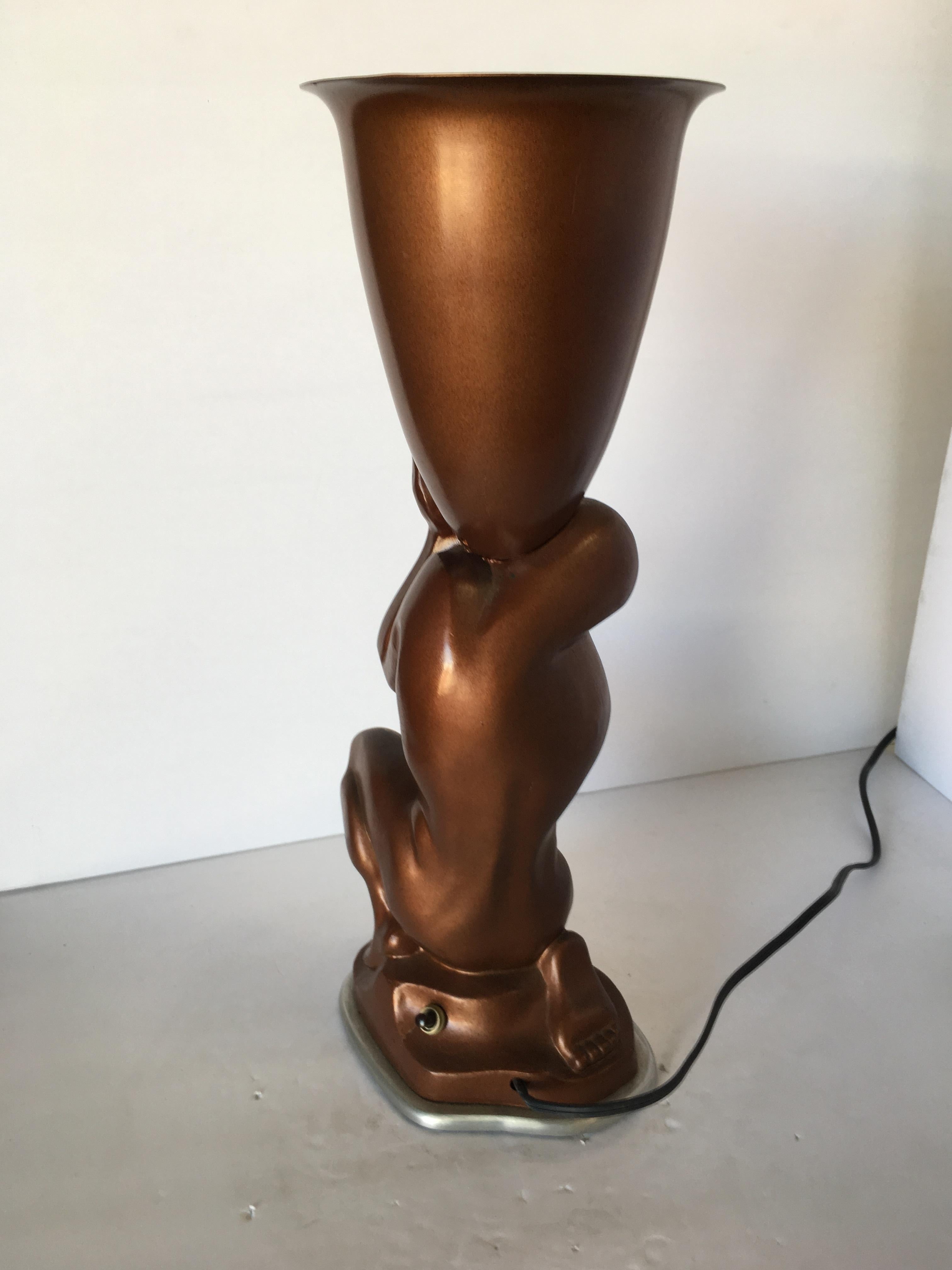 Nude Bronze Modern Male Torchiere Lamp 1